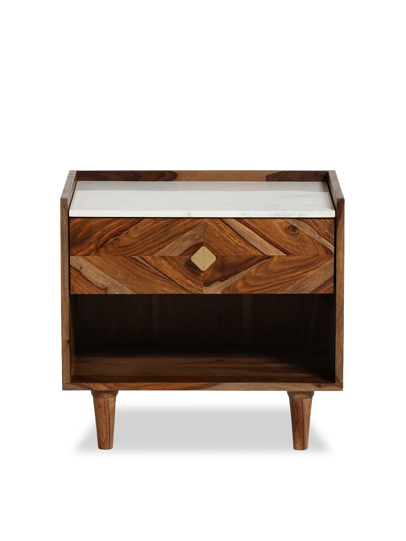 Vida Marble and Wood Bedside Table
