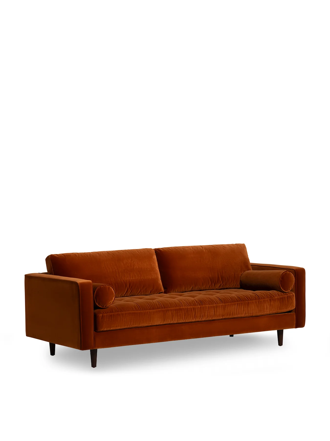 Hemingway Burnt Orange Velvet 3 Seater Sofa