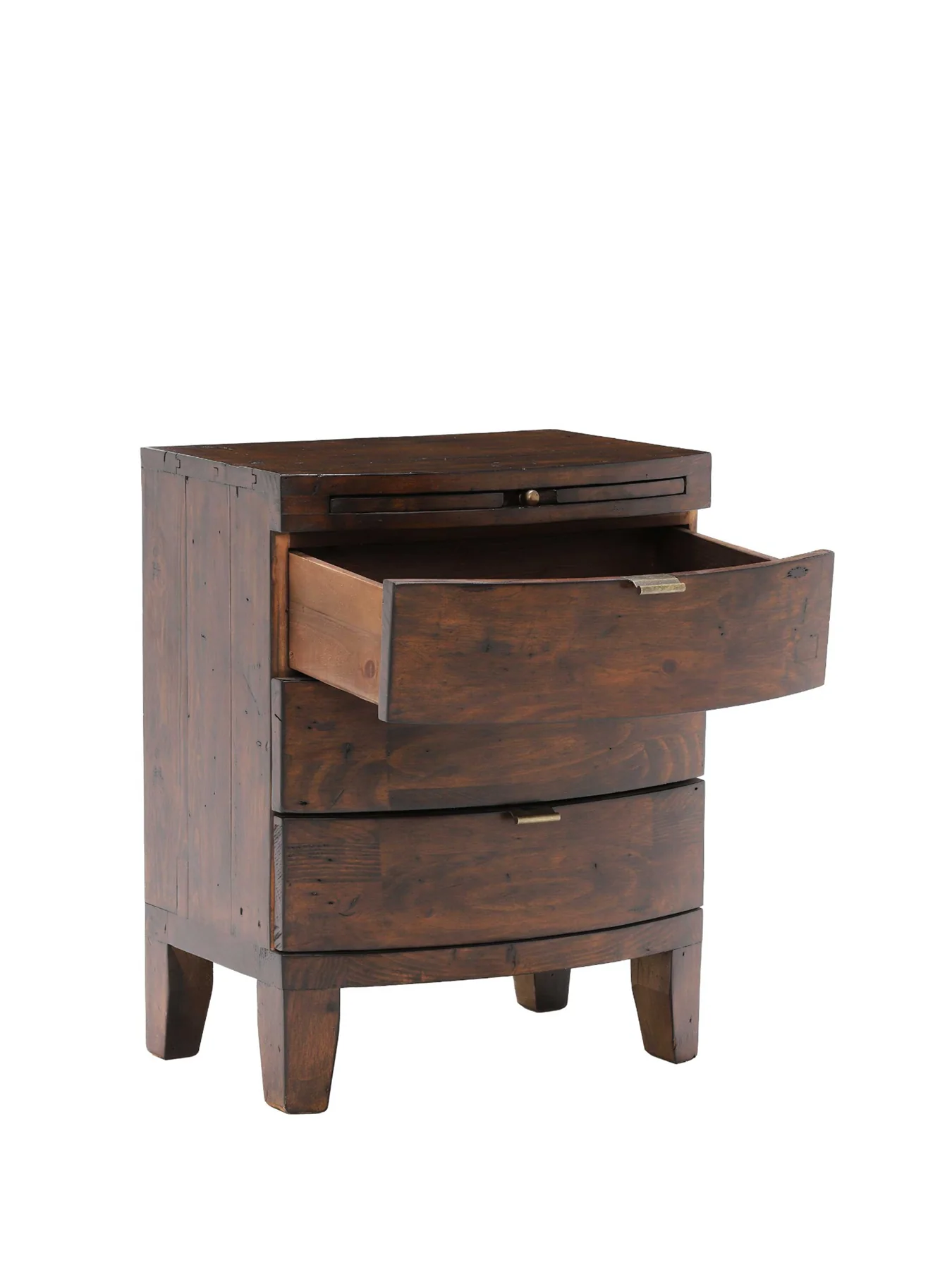 Navajos Reclaimed Wood 3 Drawer Wide Bedside Chest of Drawers - Image 4