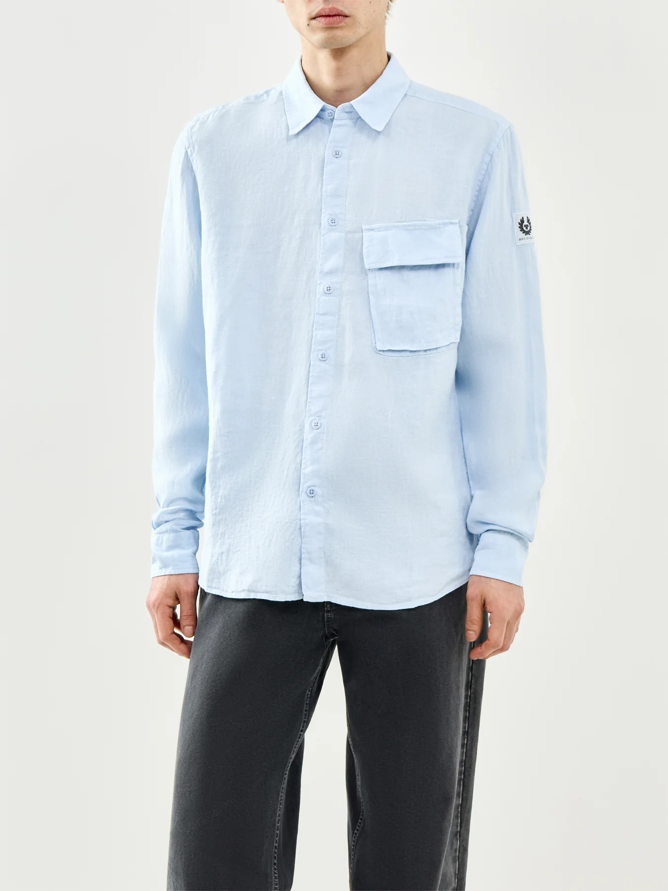 Belstaff Scale Linen Shirt Sky Blue - Image 4