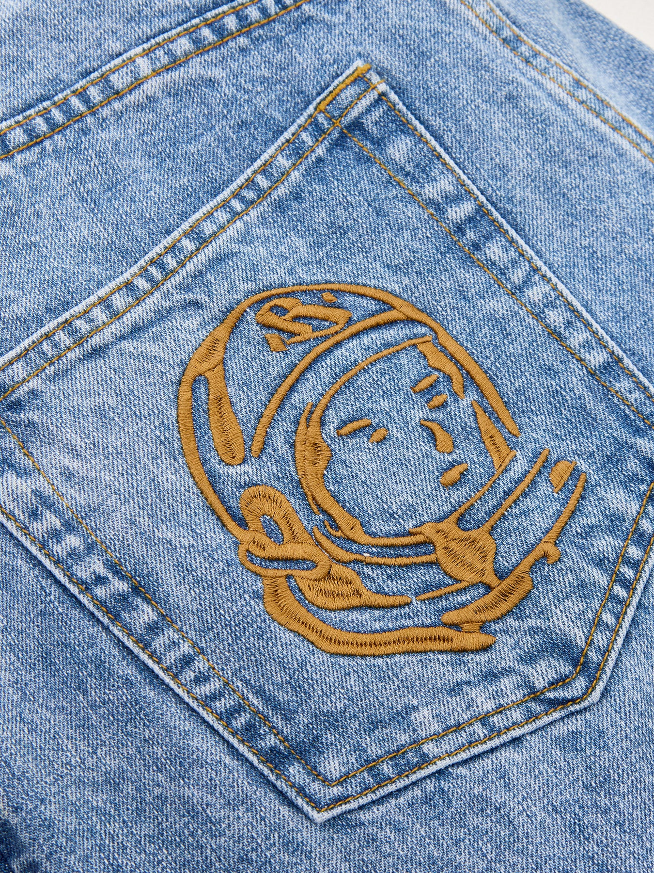 Faded Arch Logo Denim Shorts Blue - Image 3