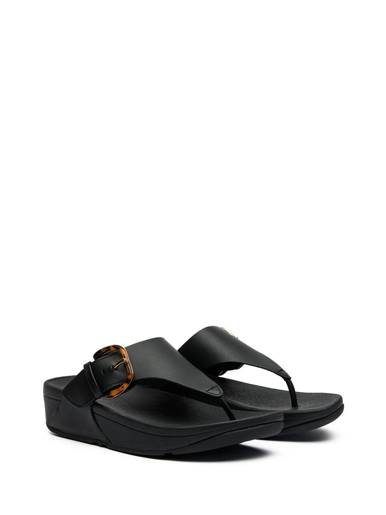 Lulu Resin Buckle Toe-Post Sandals Black - Image 2