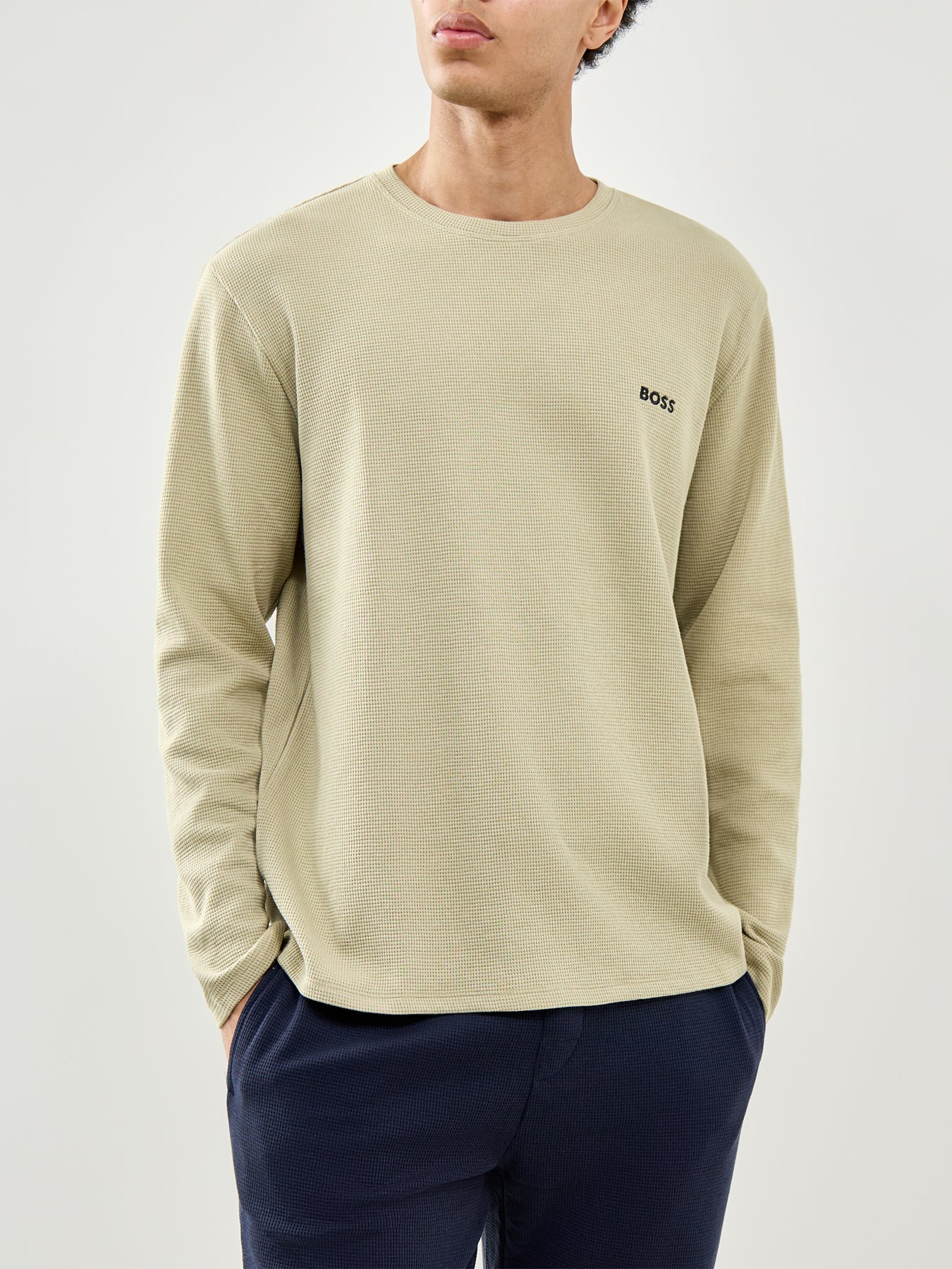 Waffle Long Sleeve Lounge Top Green - Image 2