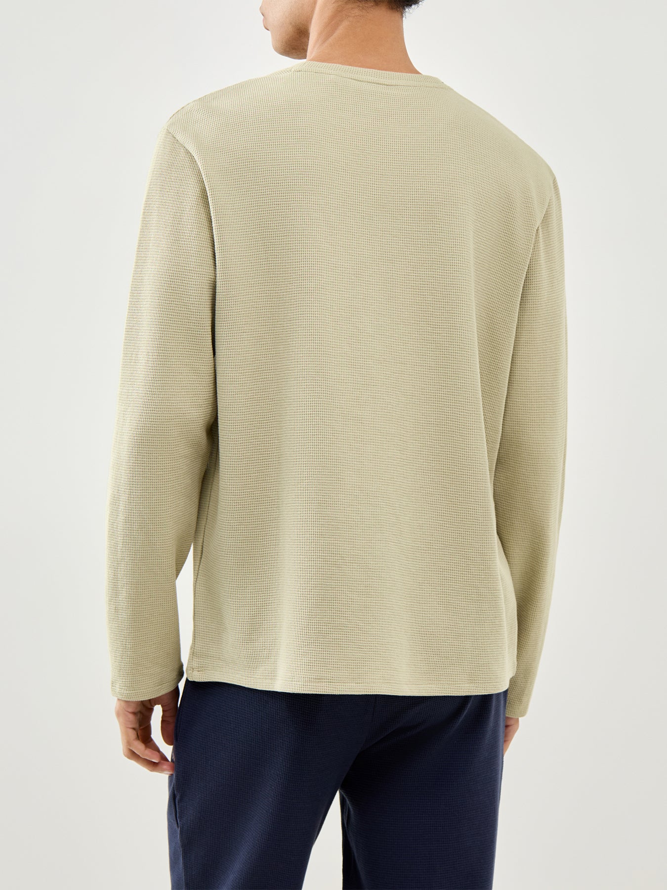 Waffle Long Sleeve Lounge Top Green - Image 3