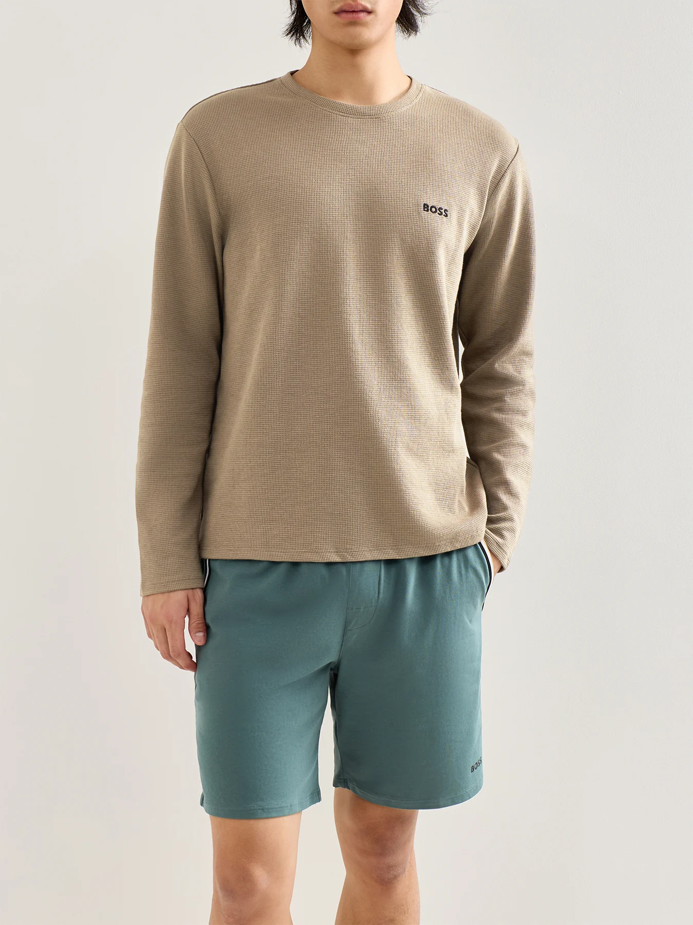 Waffle Long Sleeve Shirt Brown - Image 4
