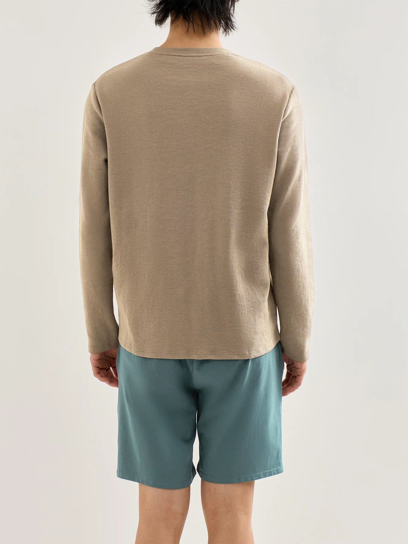 Waffle Long Sleeve Shirt Brown - Image 5
