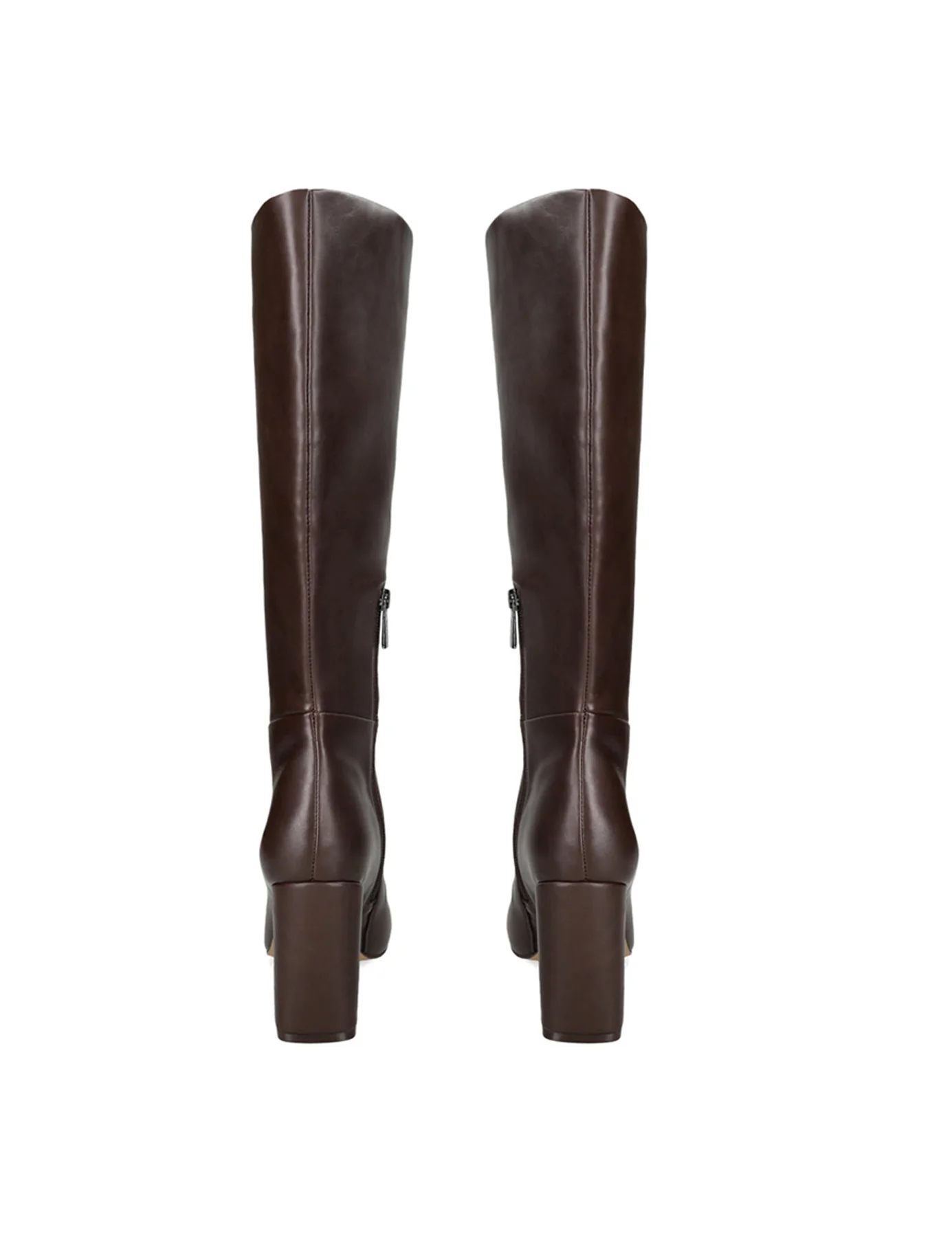 Speedway Heeled Leather Knee-High Boots Dark Brown - Image 2