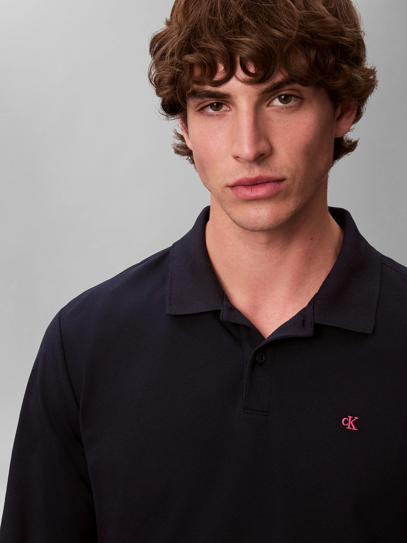 Long Sleeve Piqué Polo Shirt Blue - Image 5