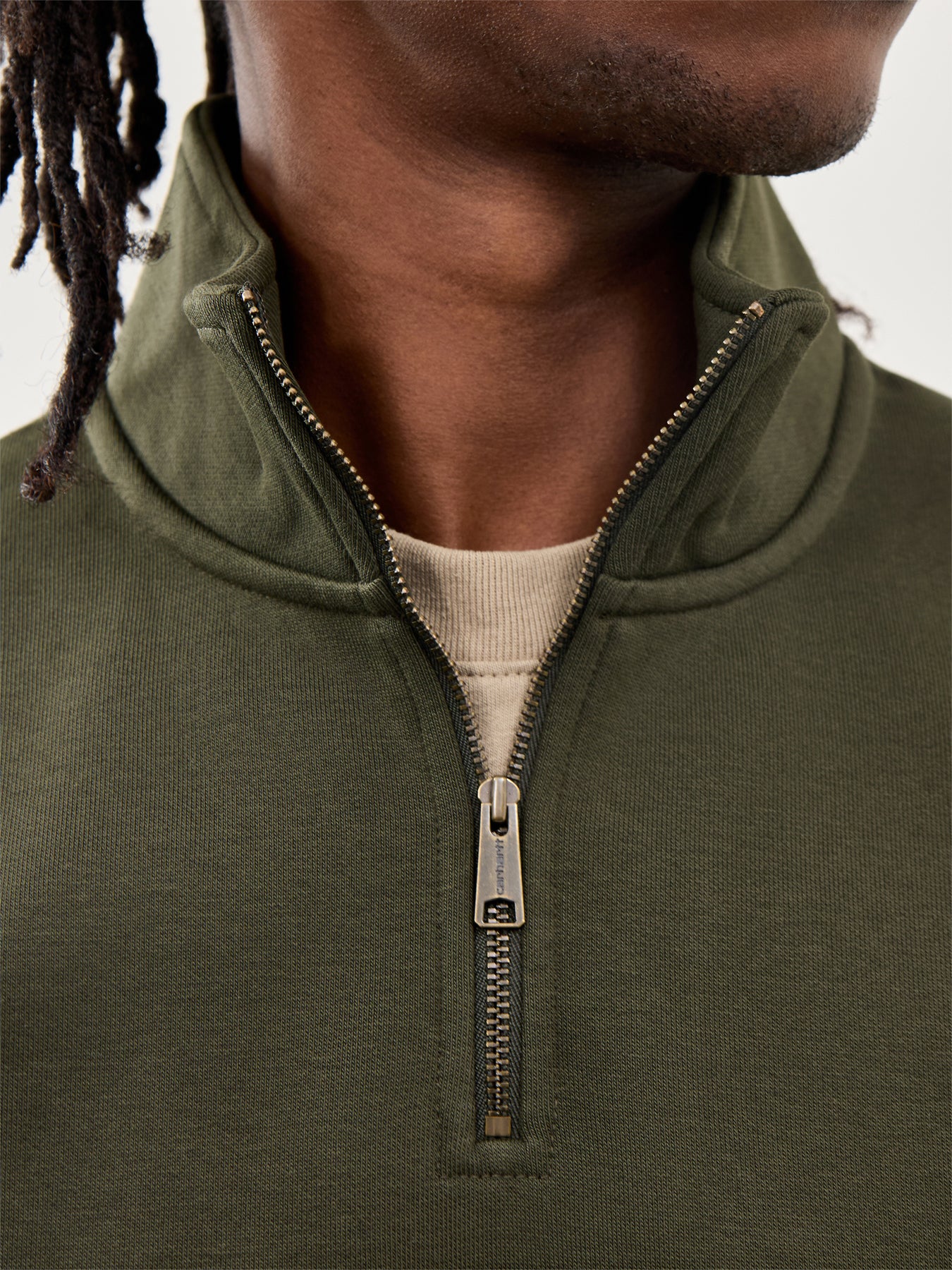 Chase Neck Zip Sweat Olive Gold - Image 3