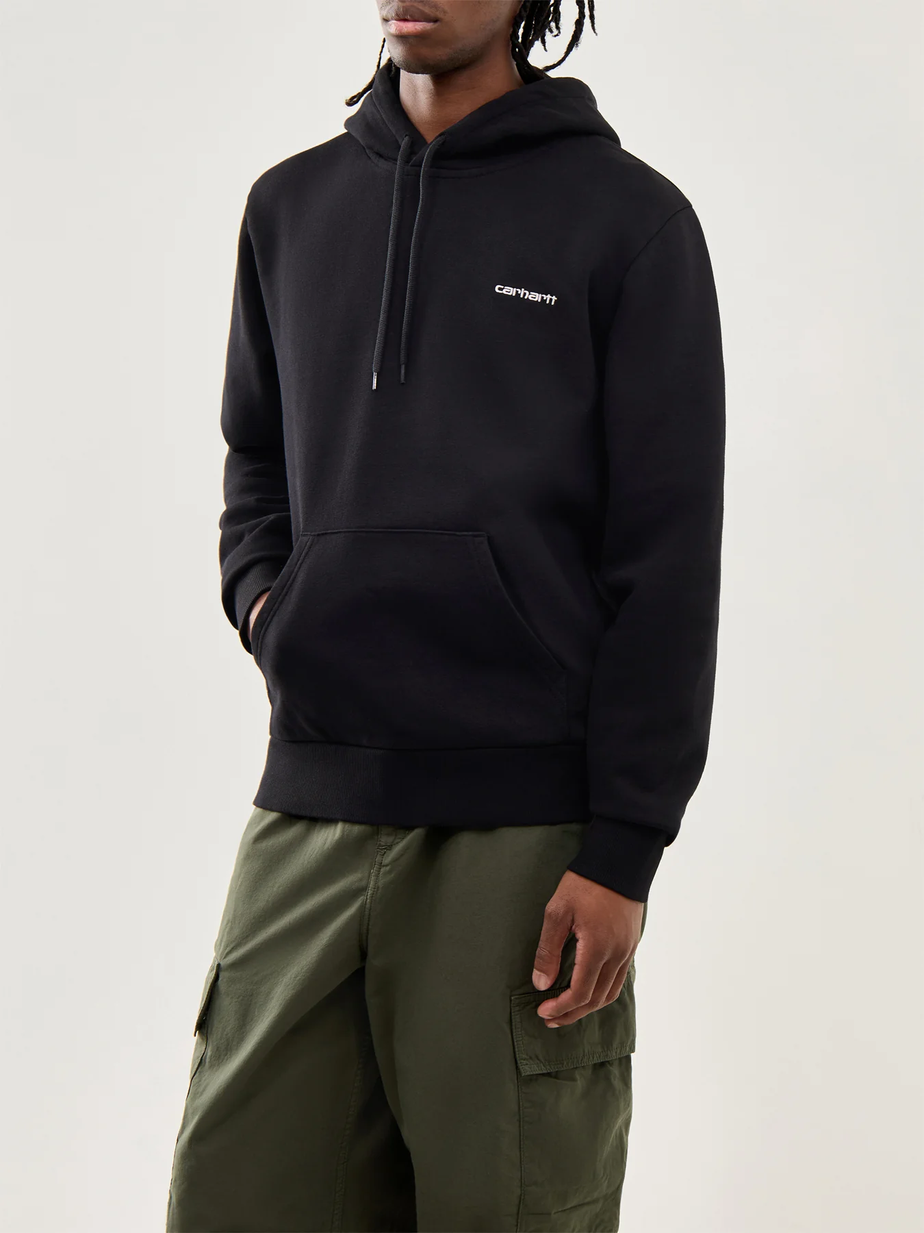 Hooded Script Embroidery Sweat Black White - Image 4