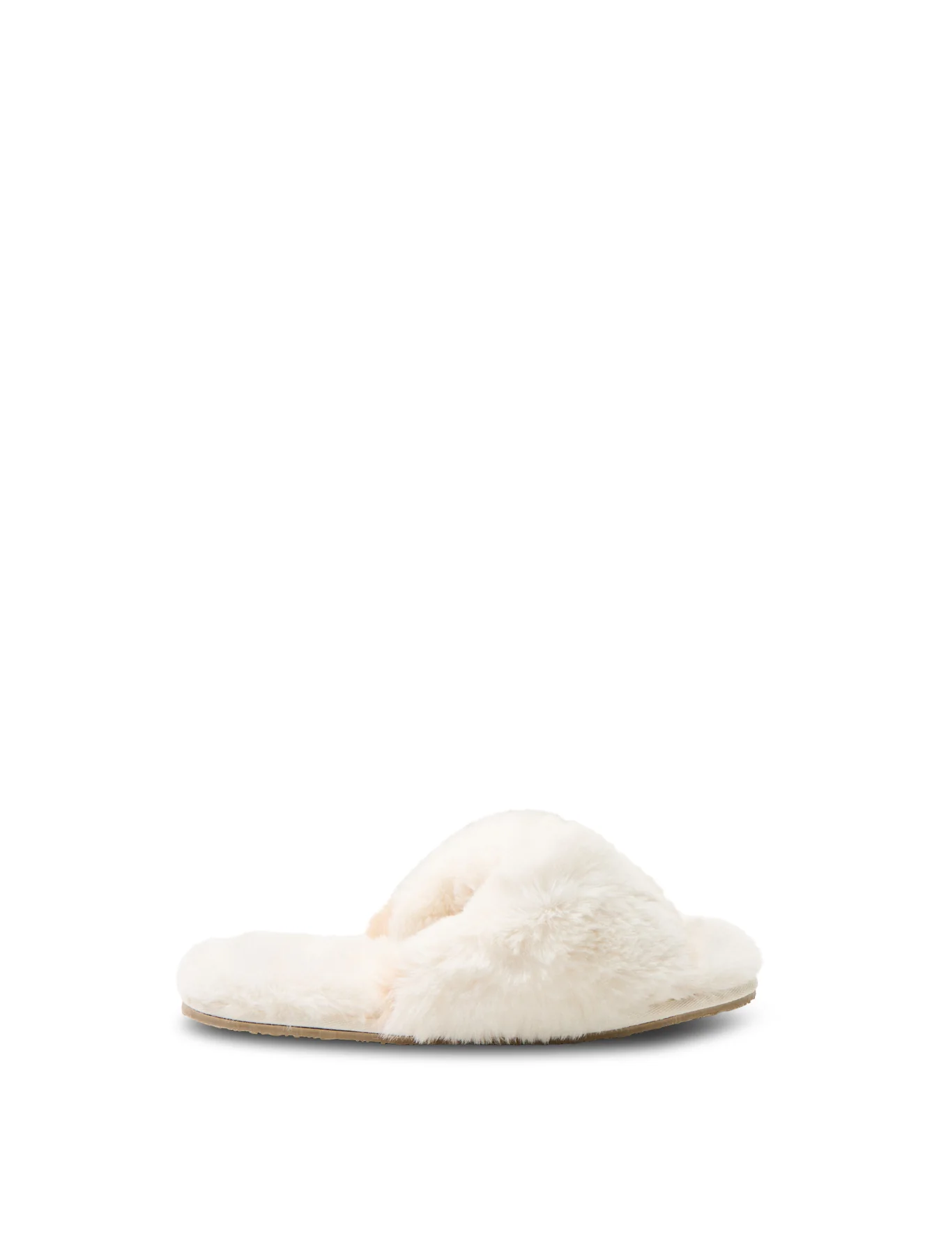 Faux Fur Slippers Beige