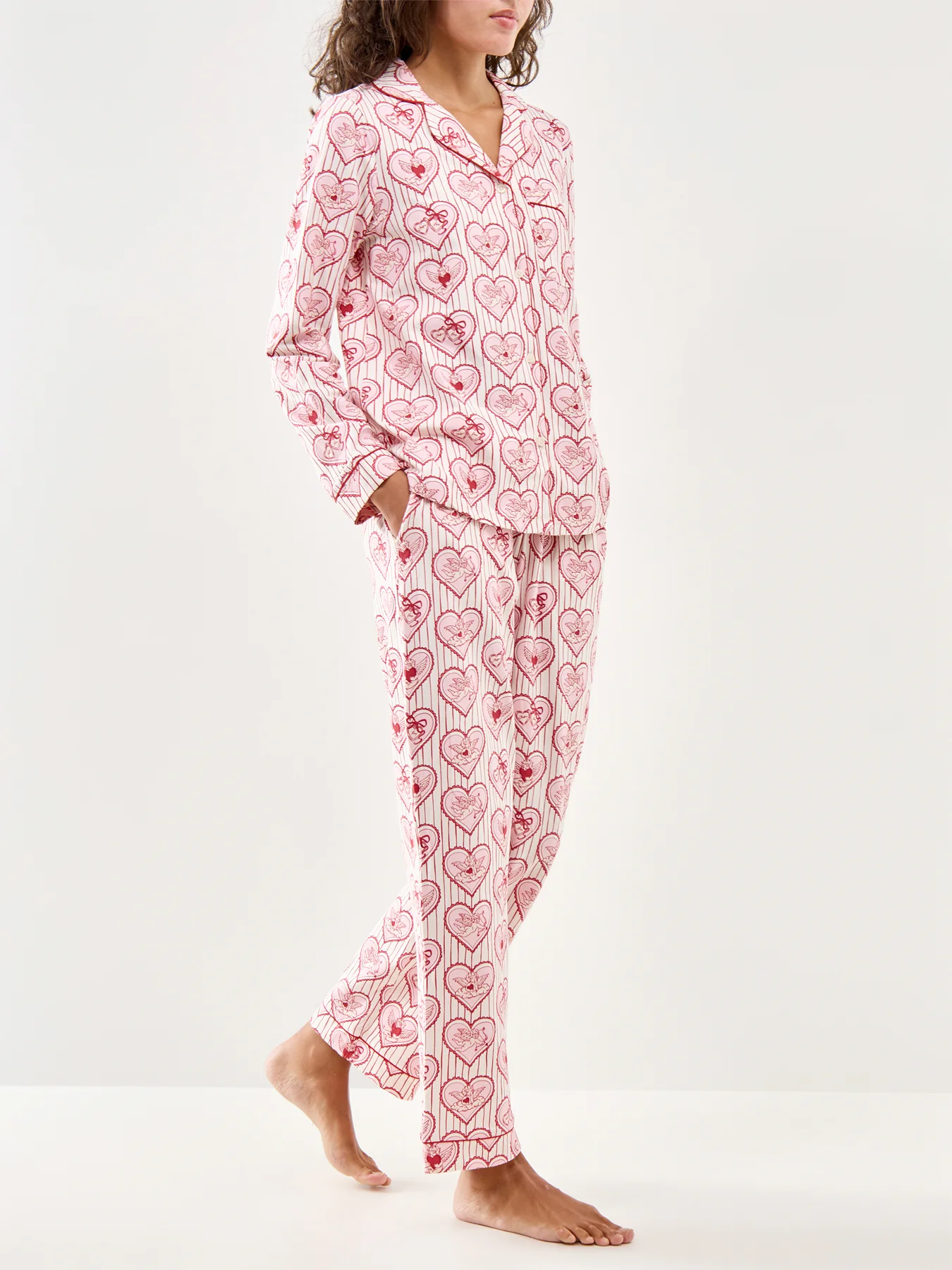 Heart Cupid Long Pyjama Set Pink - Image 2
