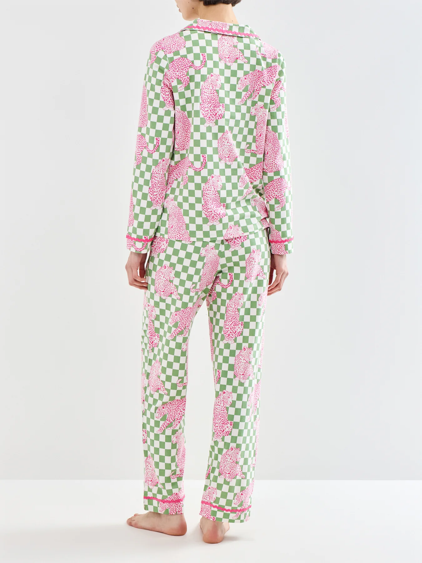 Leopard Checkerboard Pyjama Set Print - Image 3