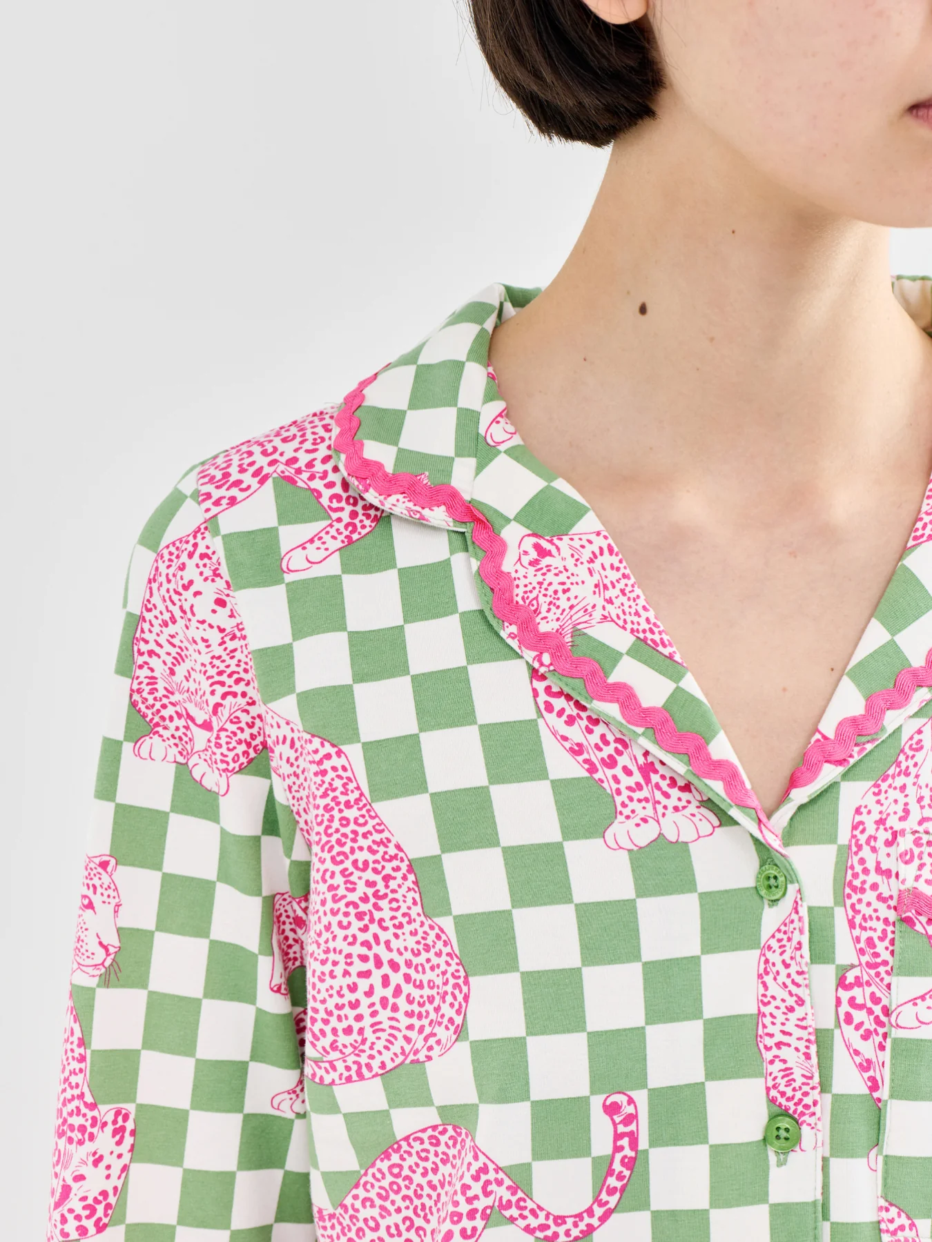 Leopard Checkerboard Pyjama Set Print - Image 4