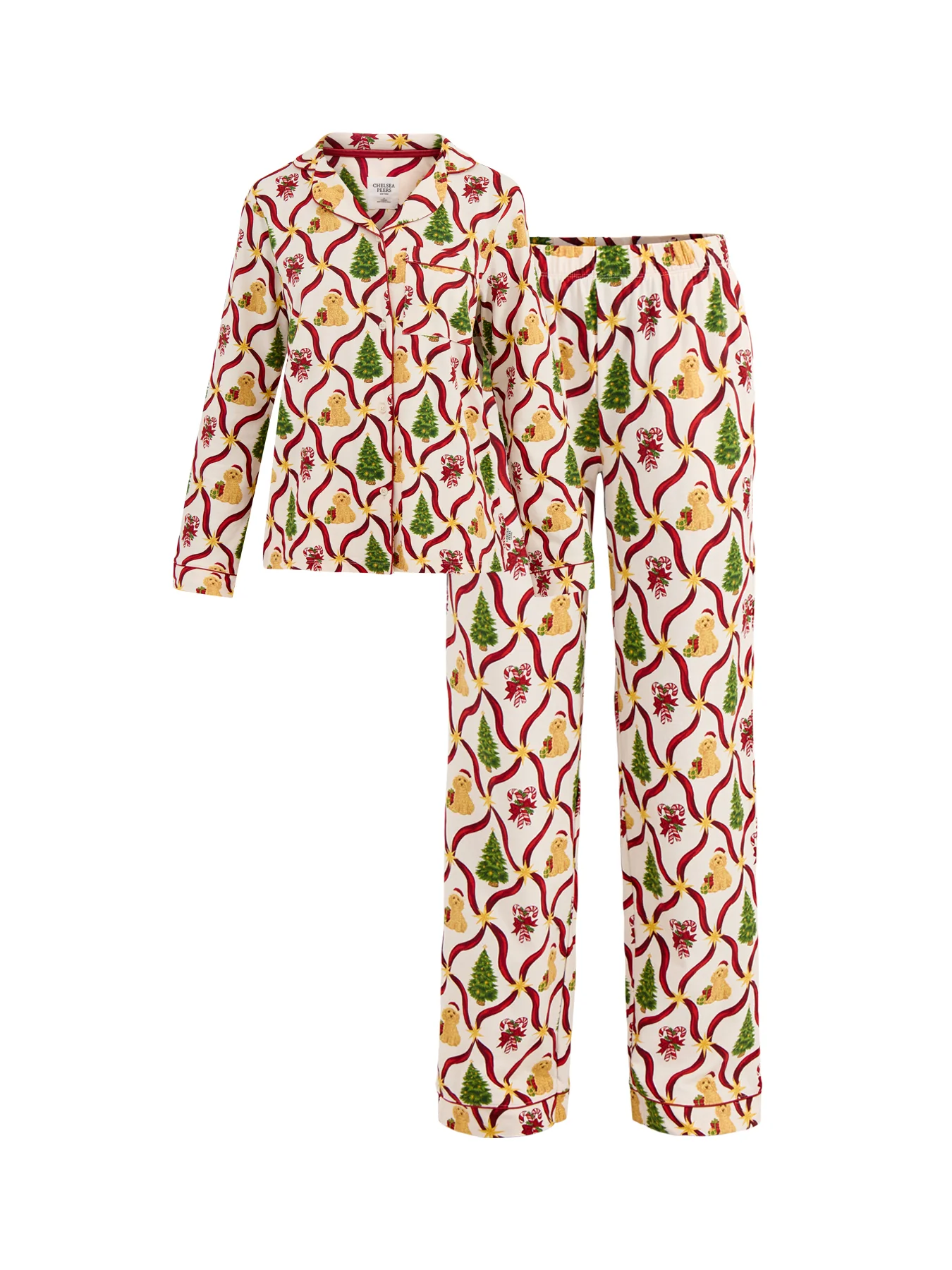 Tree Dog Candycane Pyjama Set Cream - Image 2