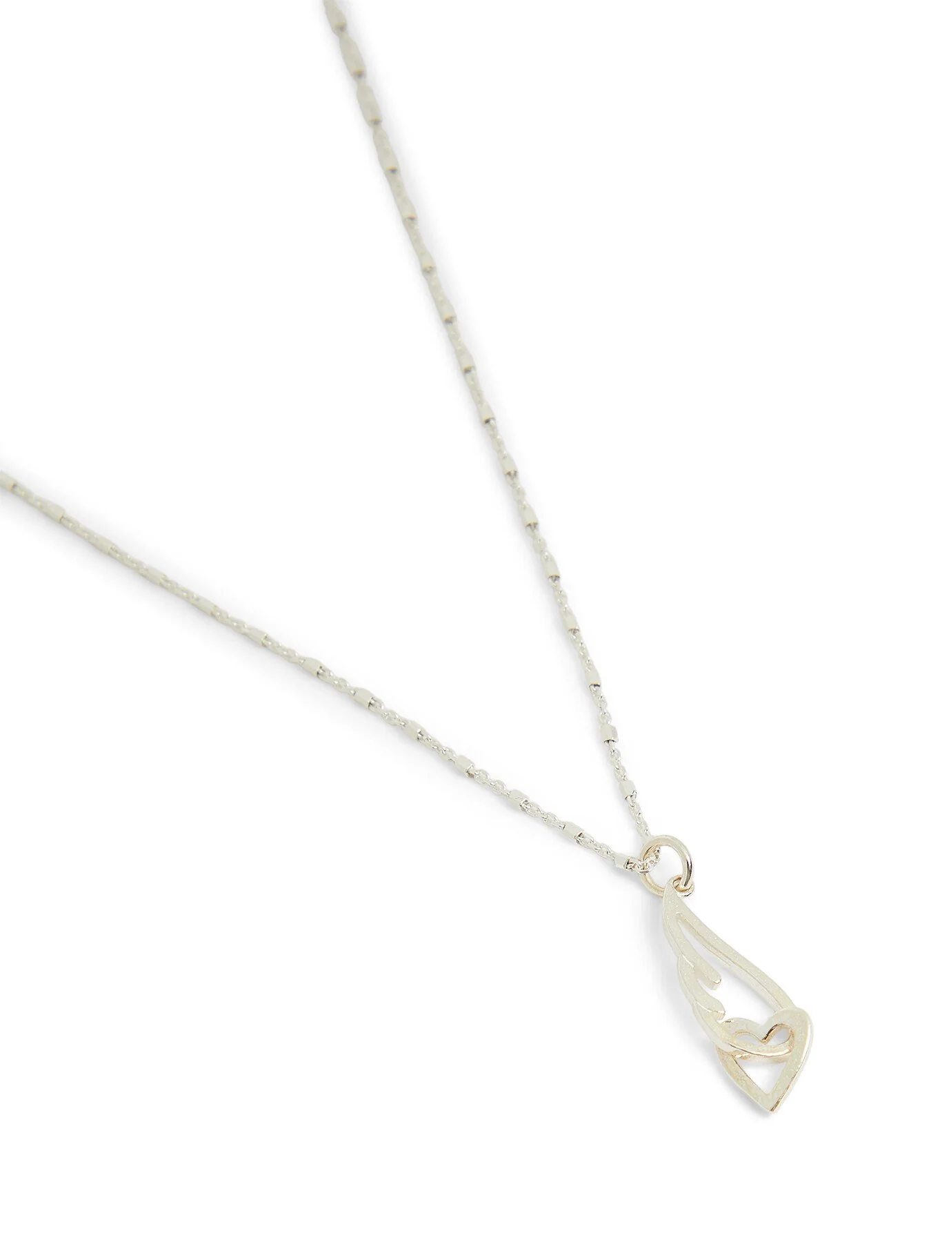 Delicate Cube Interlocking Heart And Angel Wing Necklace - Image 3