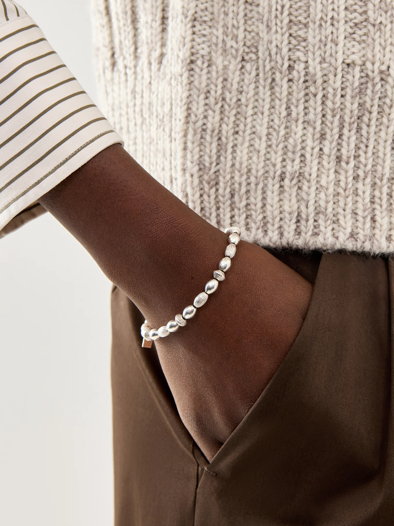 Silver Mini Oval Disc Bracelet - Image 2