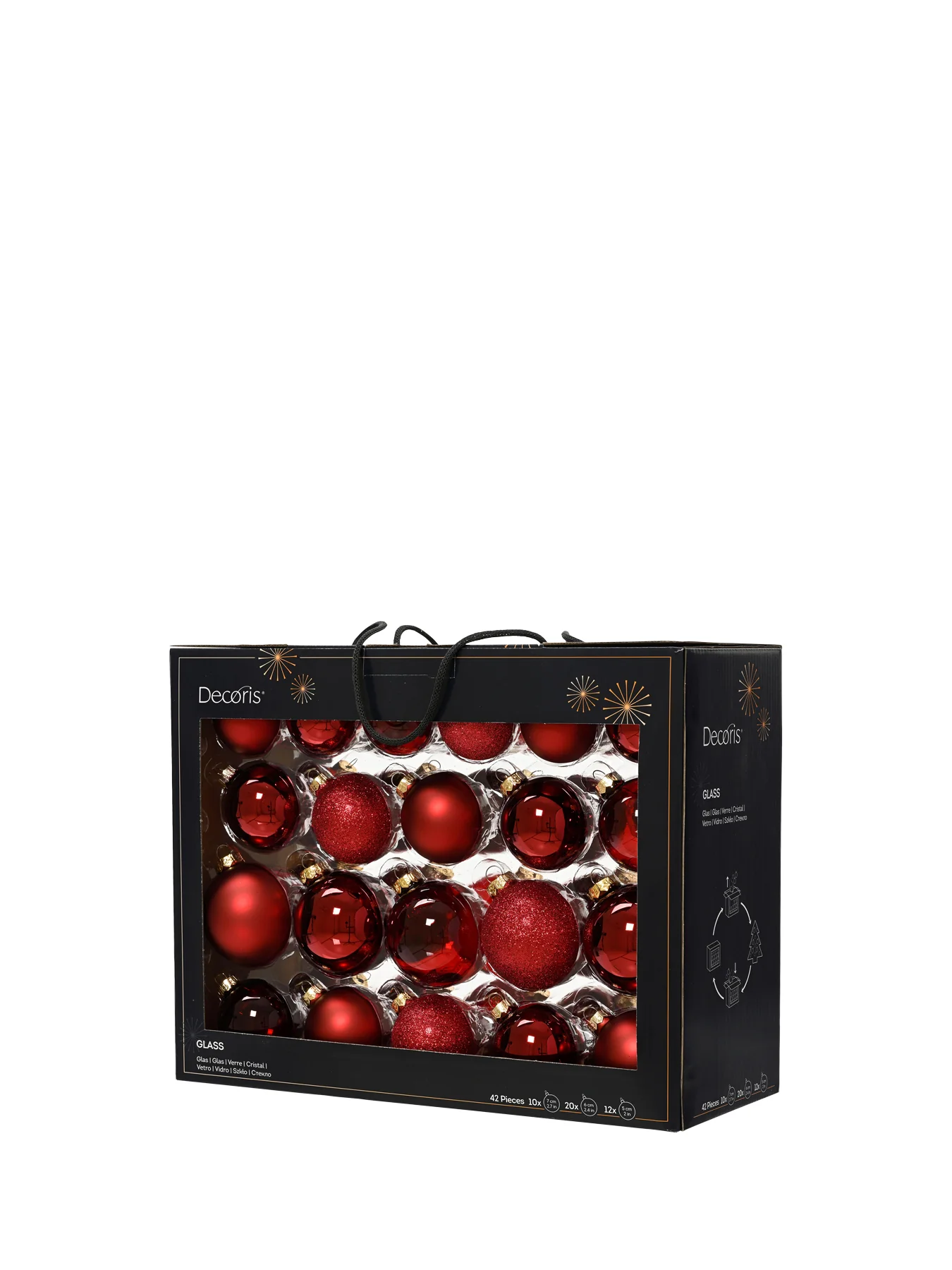 Oxblood Red Glitter Glass Baubles Pack of 42 - Image 3