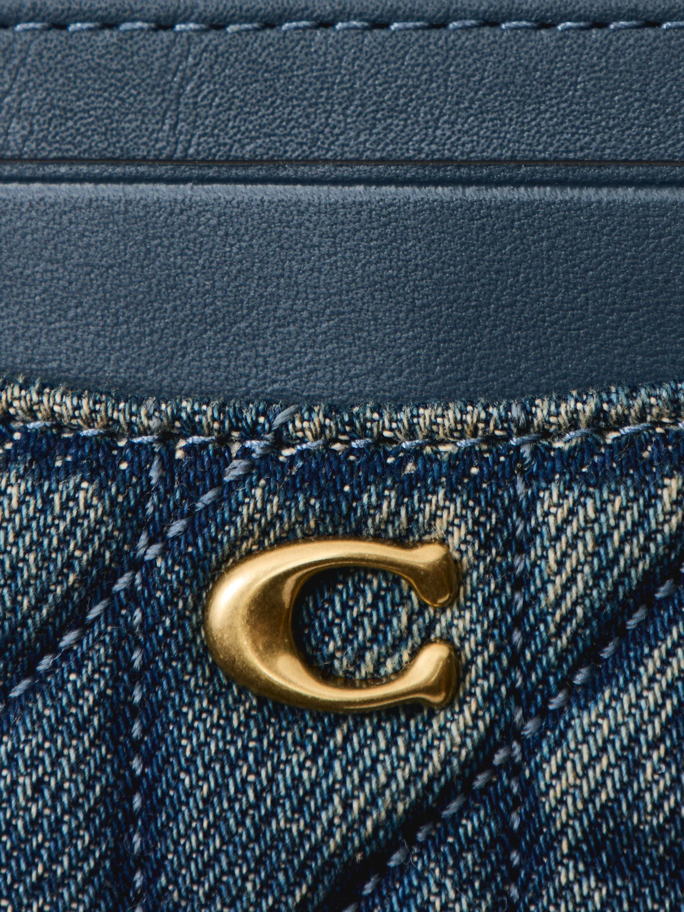 Quilted Denim Card Case Blue - Image 3