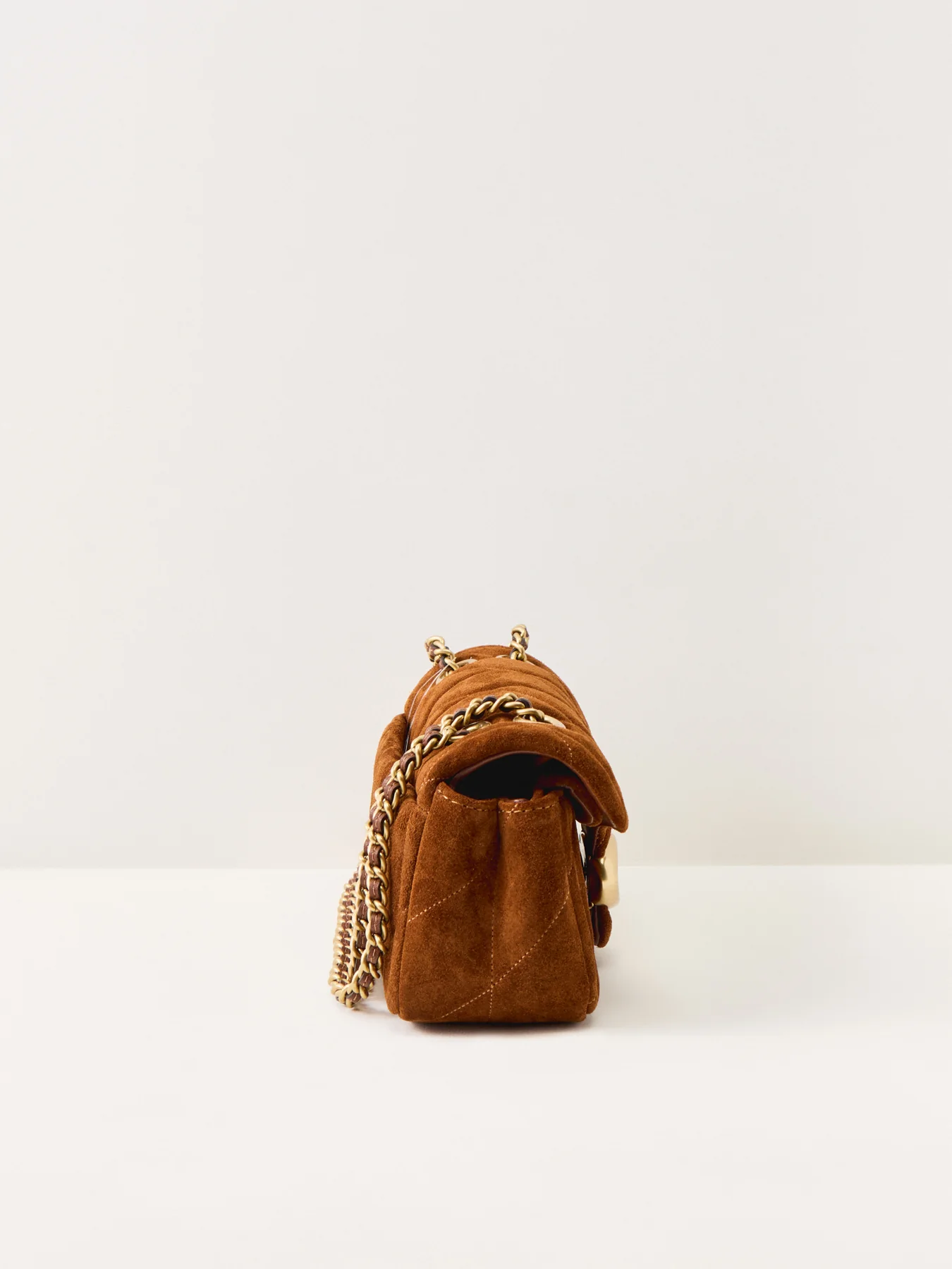 Quilted Suede Tabby Shoulder Bag 20 Brown - Image 4