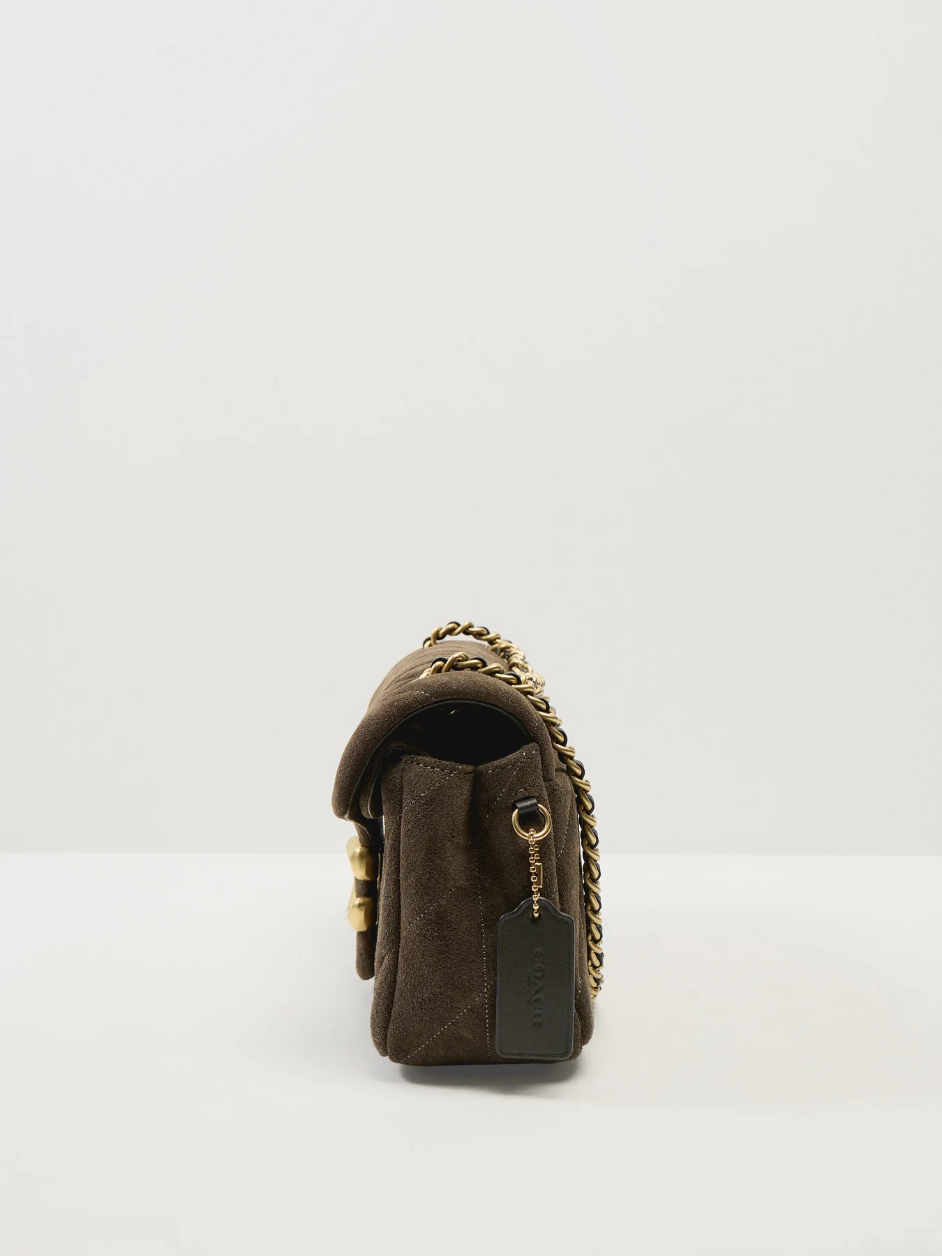Quilted Suede Tabby Shoulder Bag 26 With Chain Olive - Image 4