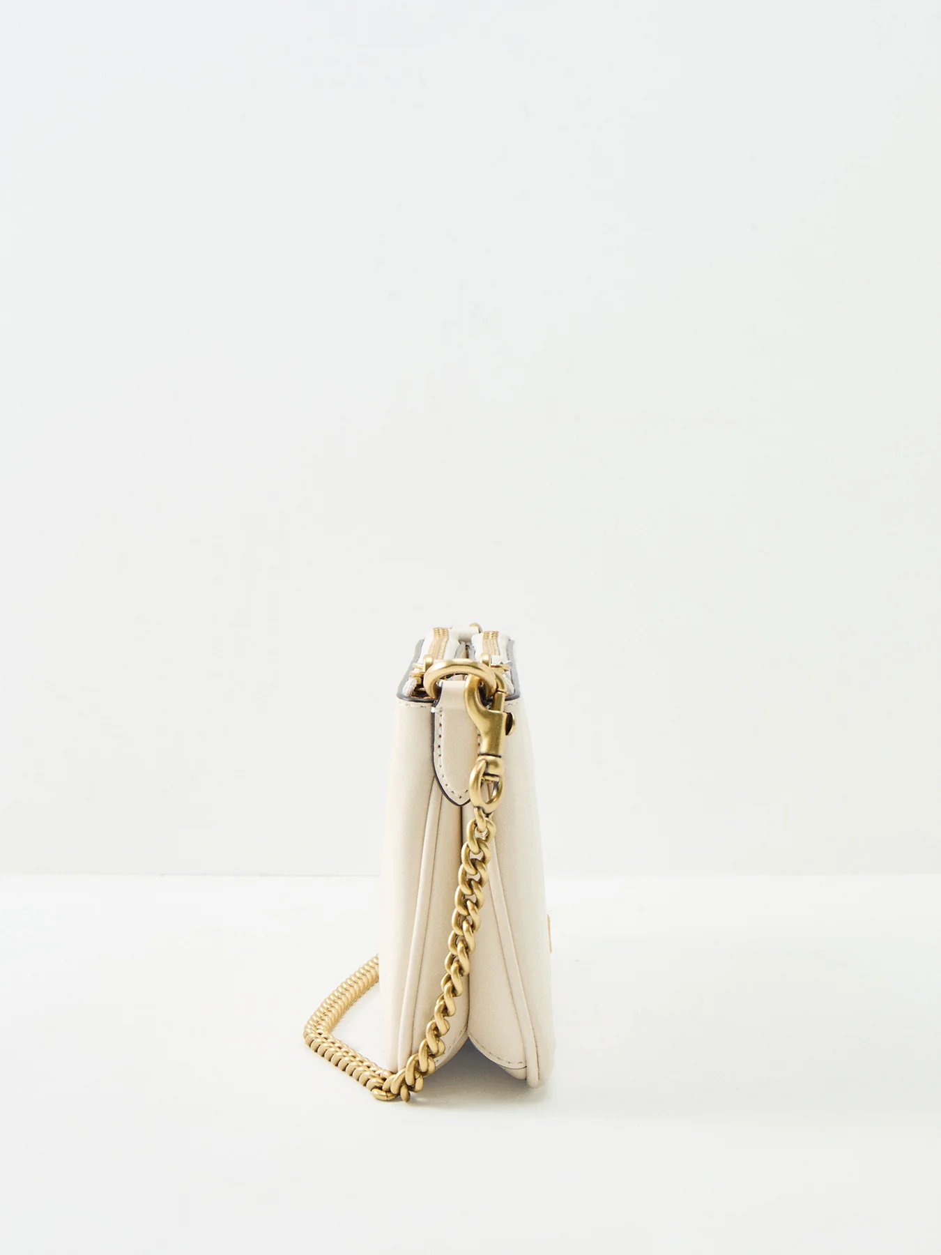 Audrey Leather Crossbody Bag Cream - Image 4