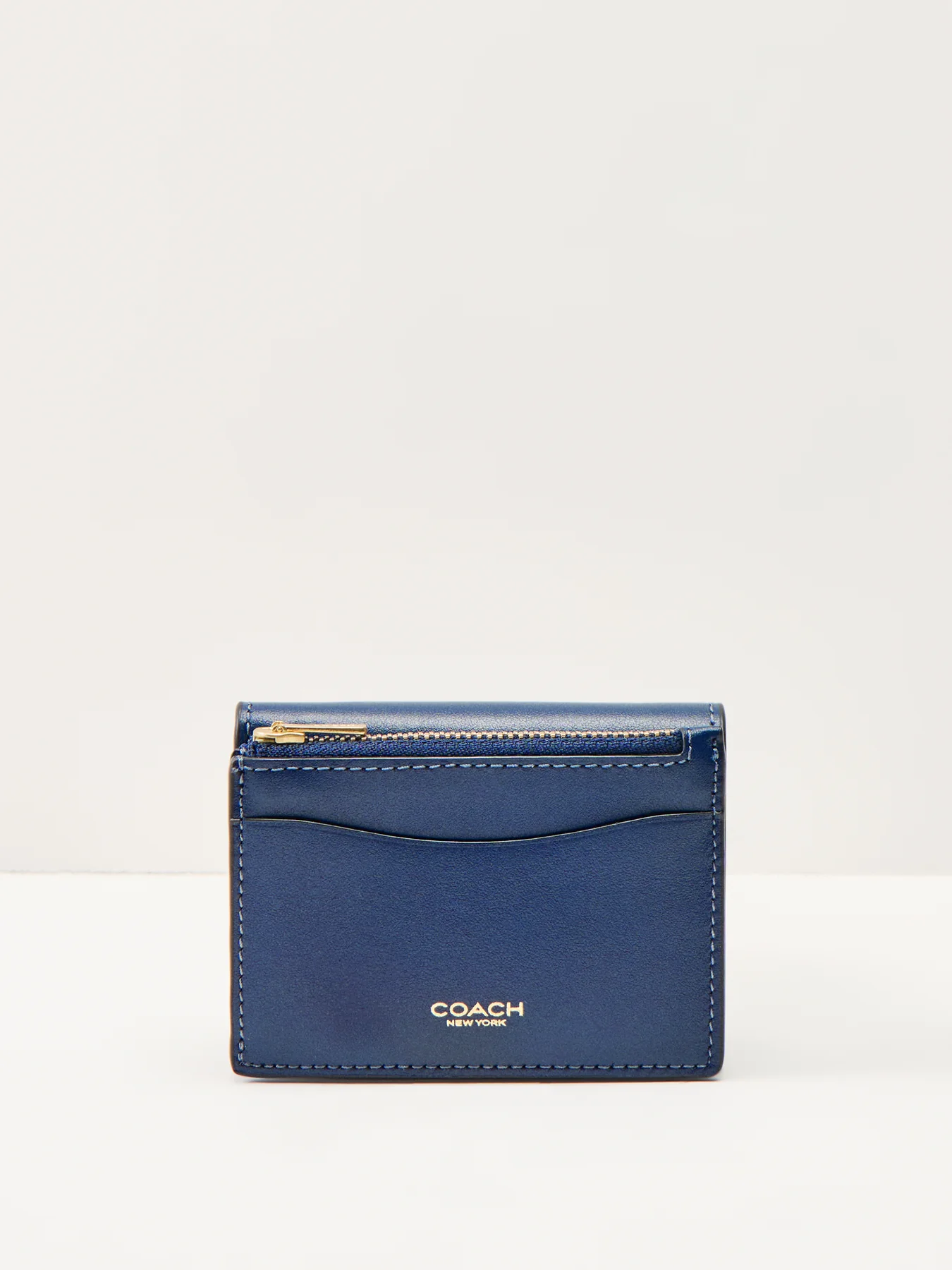 Refined Calf Leather Essential Card Holder Wallet Blue - Image 2