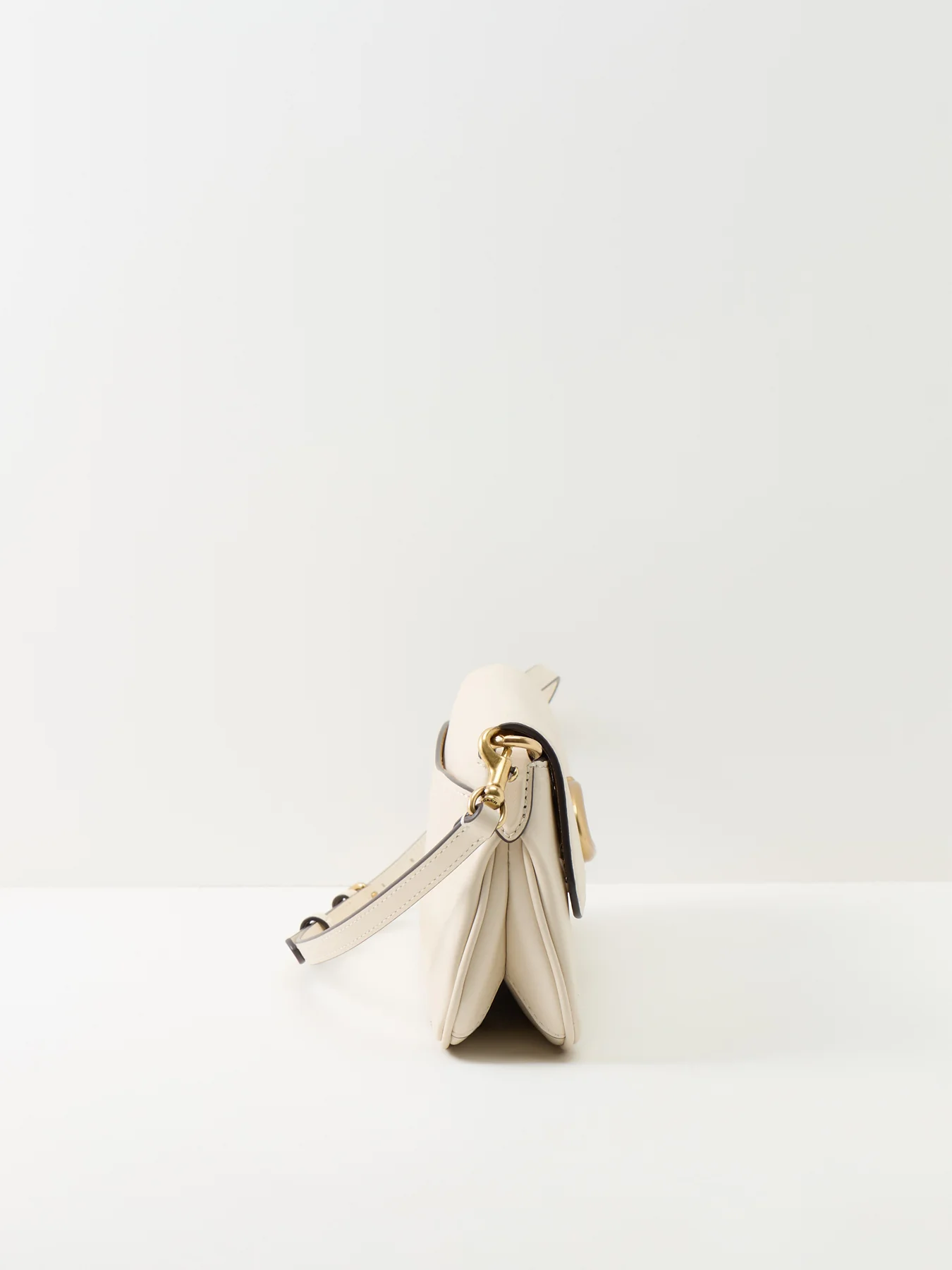 Refined Calf Leather Jet Shoulder Bag White - Image 4