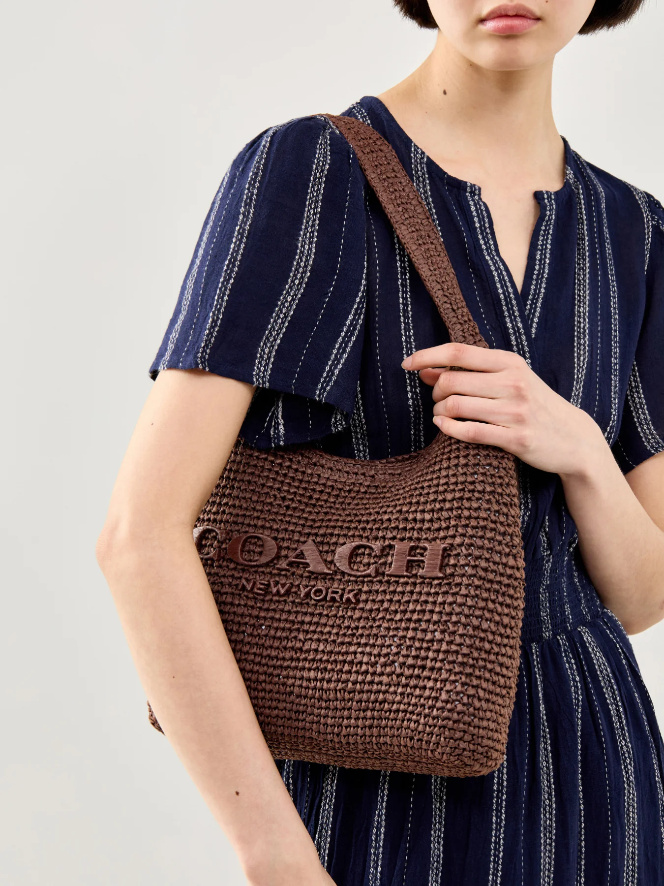 Brooklyn Straw Shoulder Bag 28 Brown - Image 2