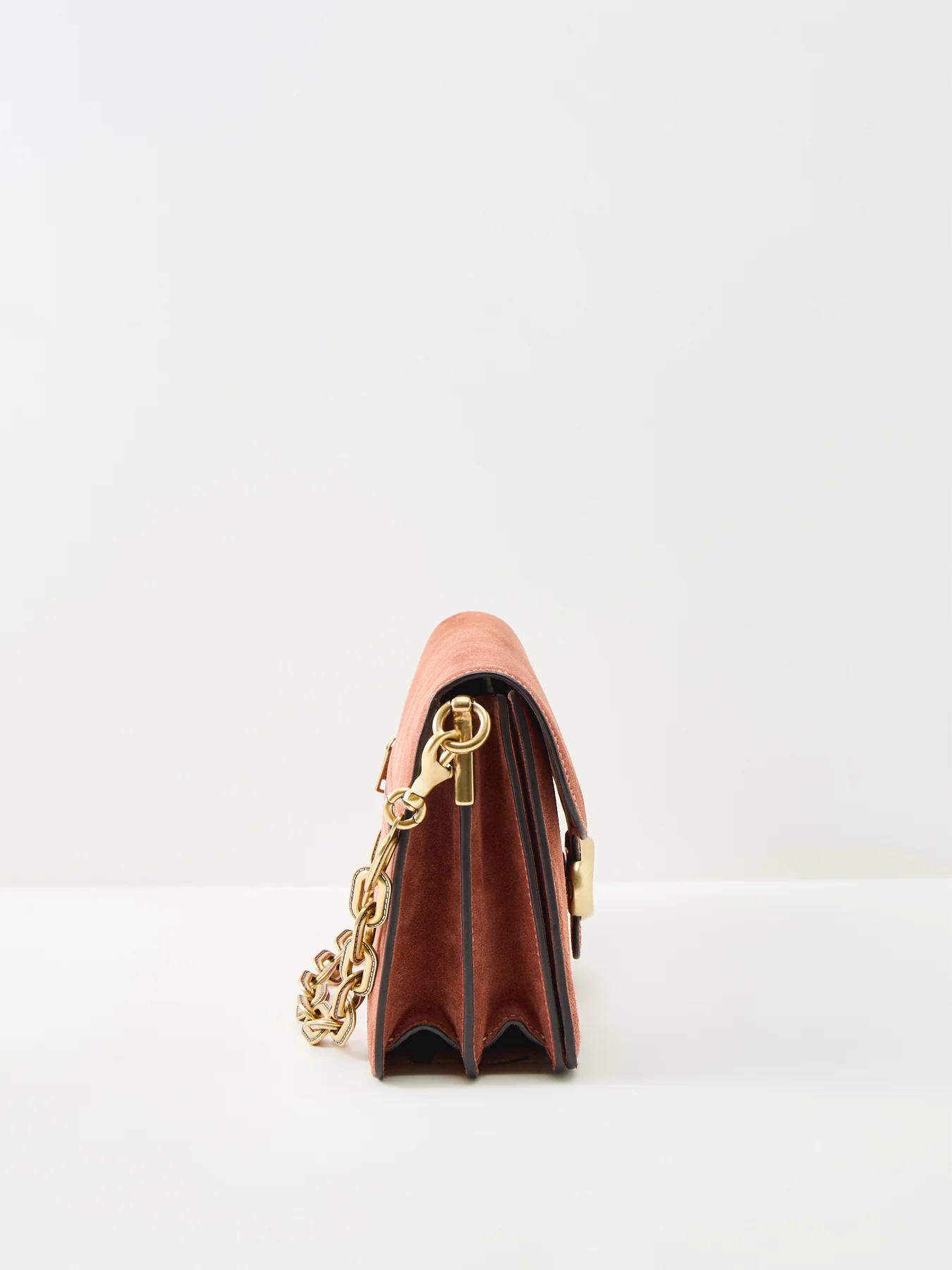 Suede Chain Tabby Shoulder Bag Tan - Image 4