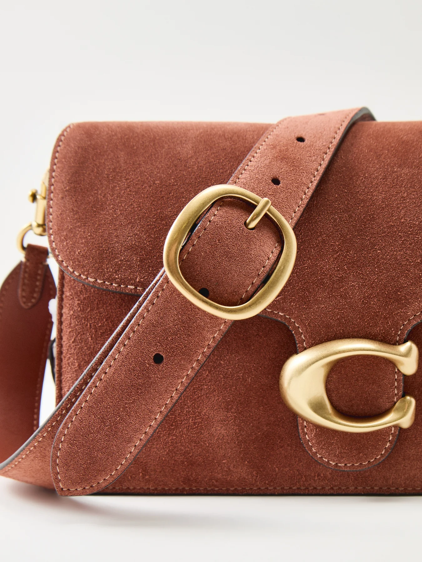Suede Chain Tabby Shoulder Bag Tan - Image 5