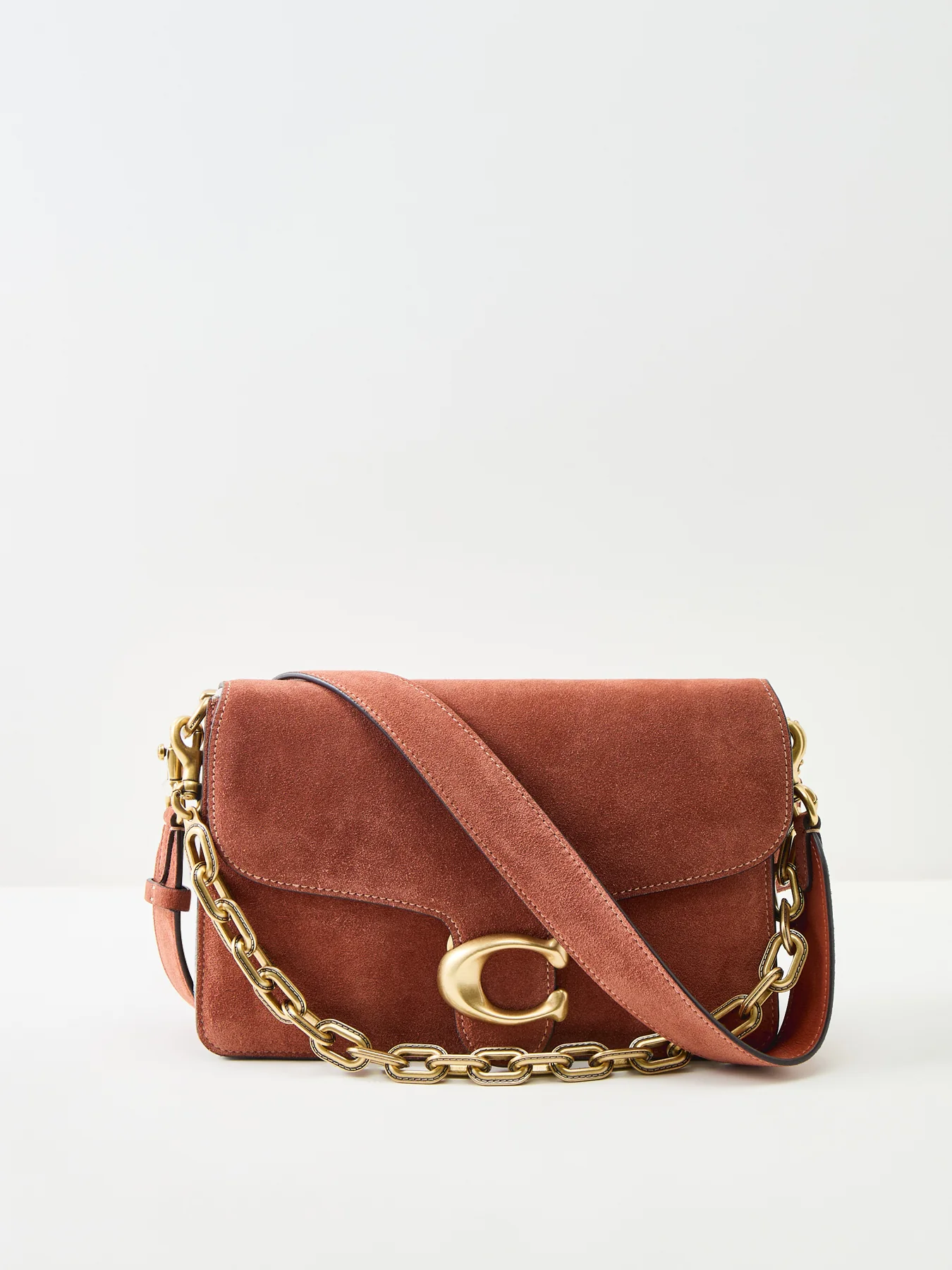 Suede Chain Tabby Shoulder Bag Tan - Image 6