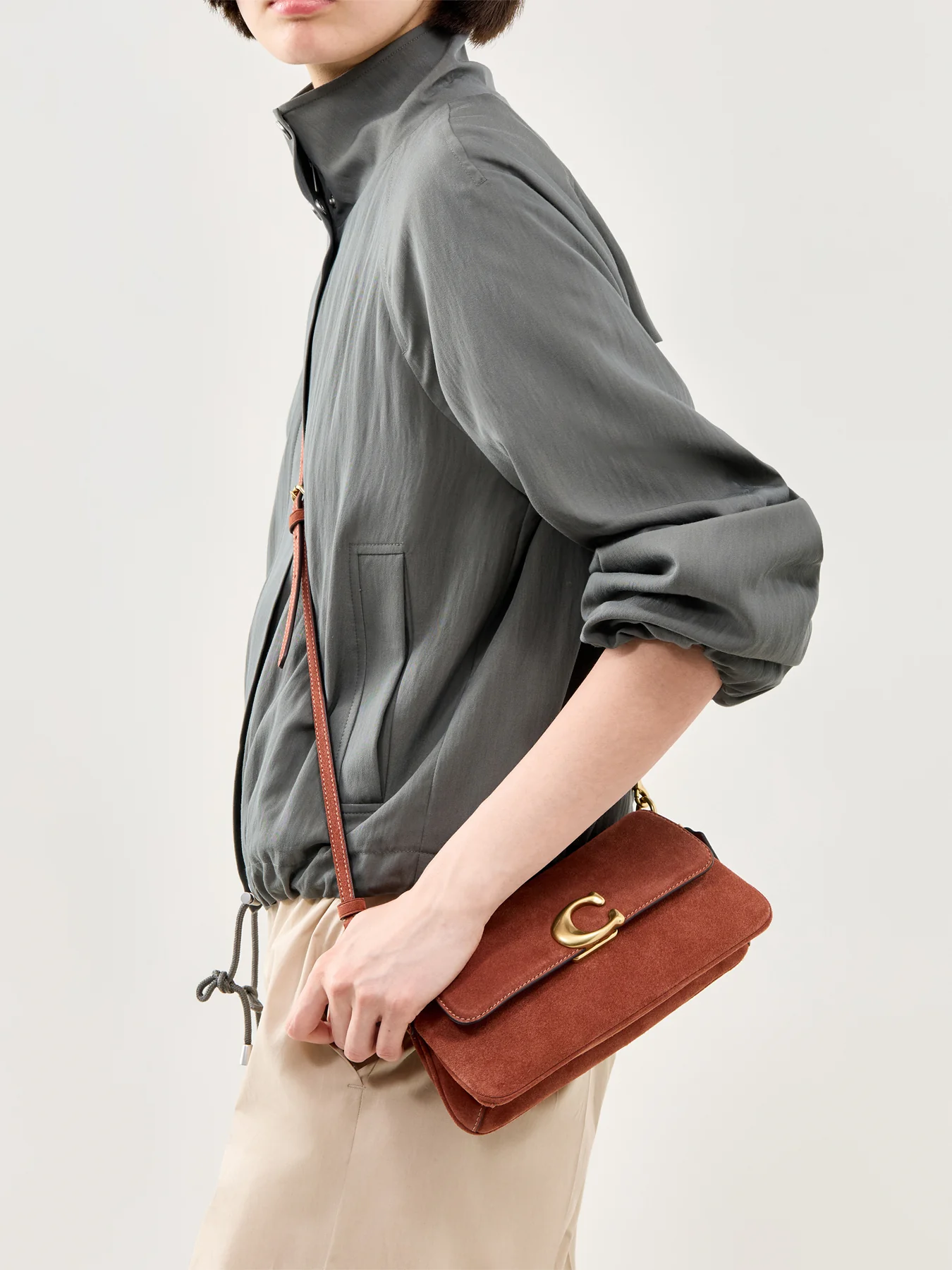 Suede Jet Shoulder Bag Tan - Image 2