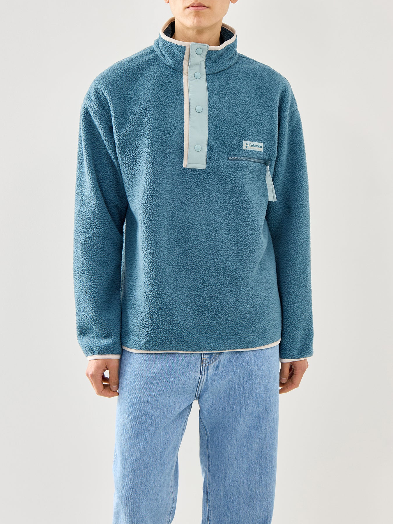 Helvetia II Half Snap Sweatshirt Blue - Image 4