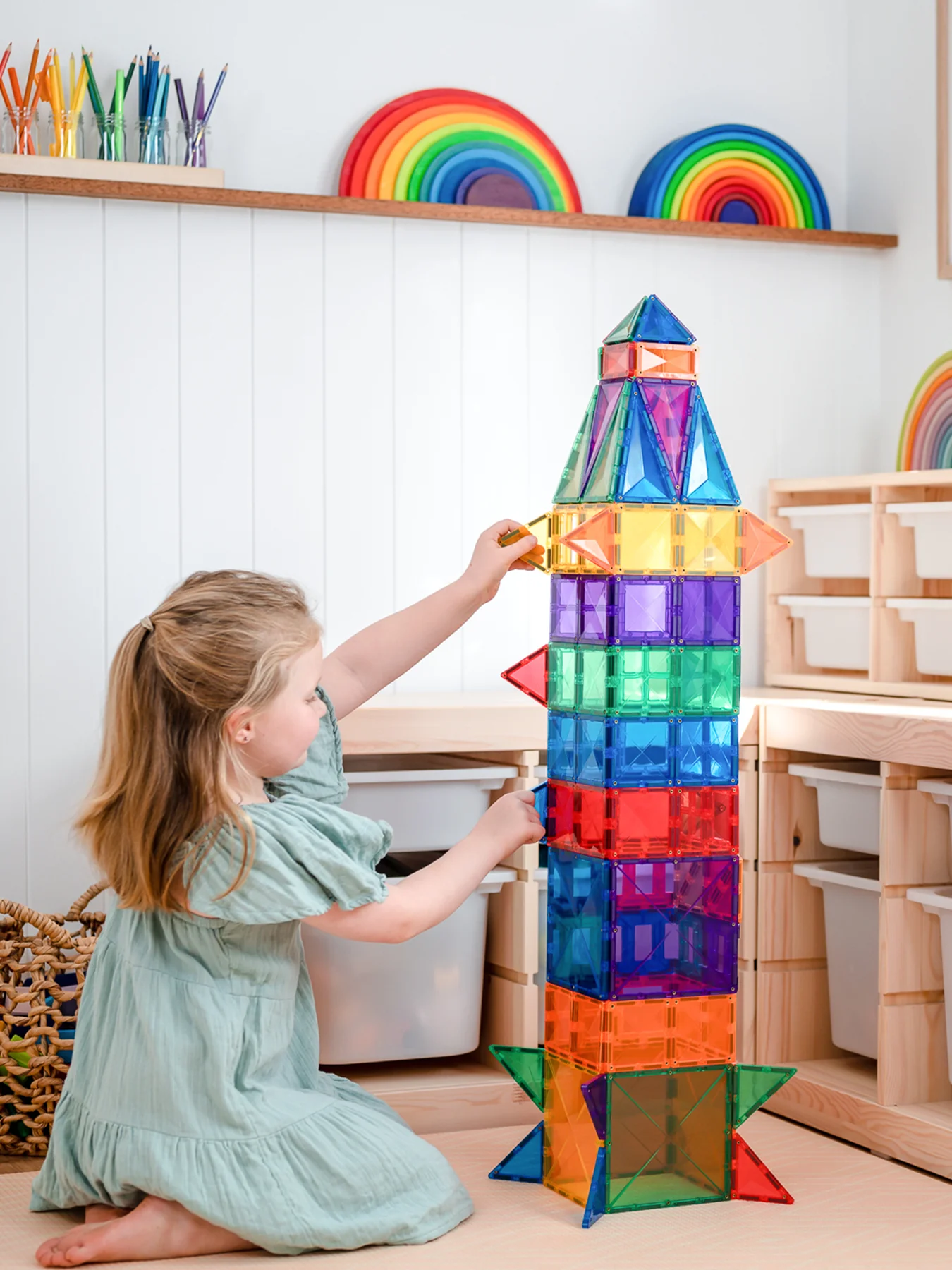 Rainbow Creative Magnetic Tile Set 102-Piece - Image 2