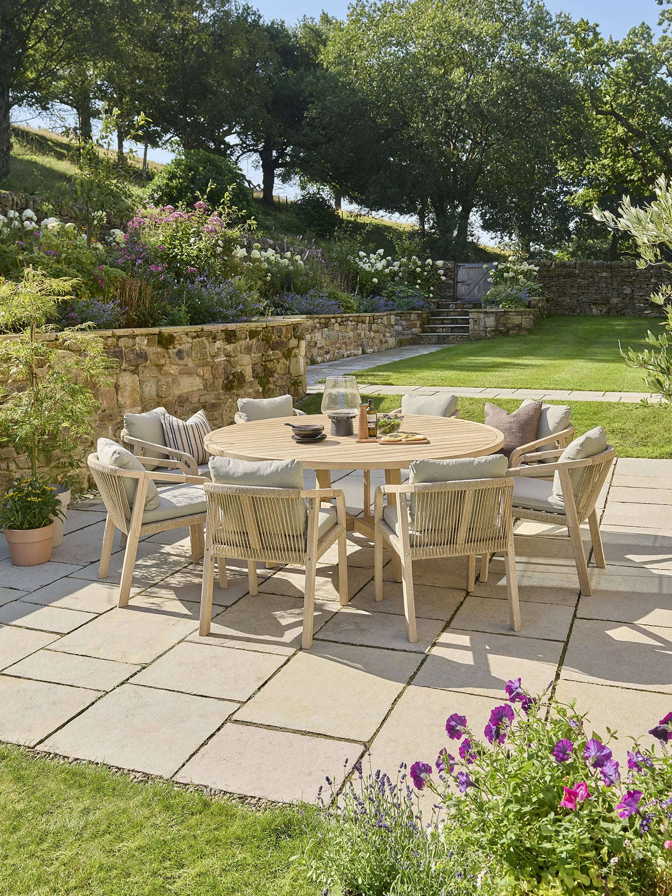 Cora Rope 8 Seat Dining Set Beige - Image 2