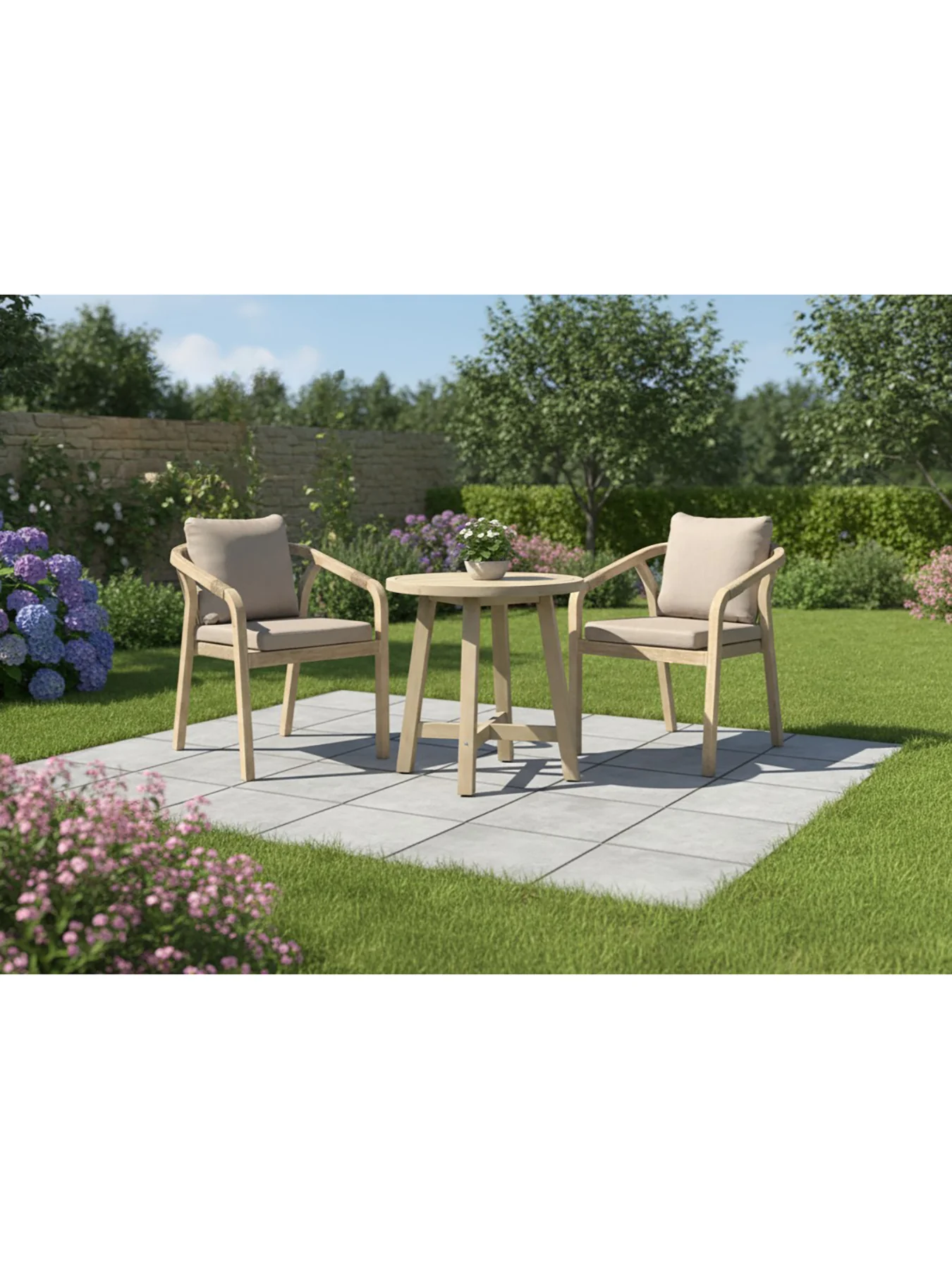 Cora Rope Garden Bistro Set Cream - Image 2