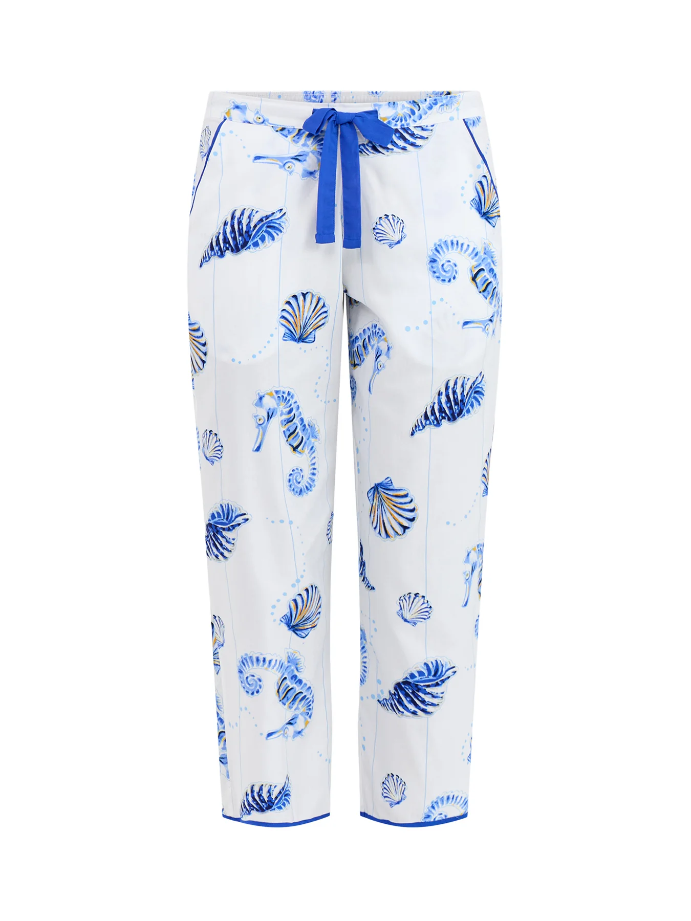 Sea Horse Stripe Cropped Pyjama Bottoms Blue