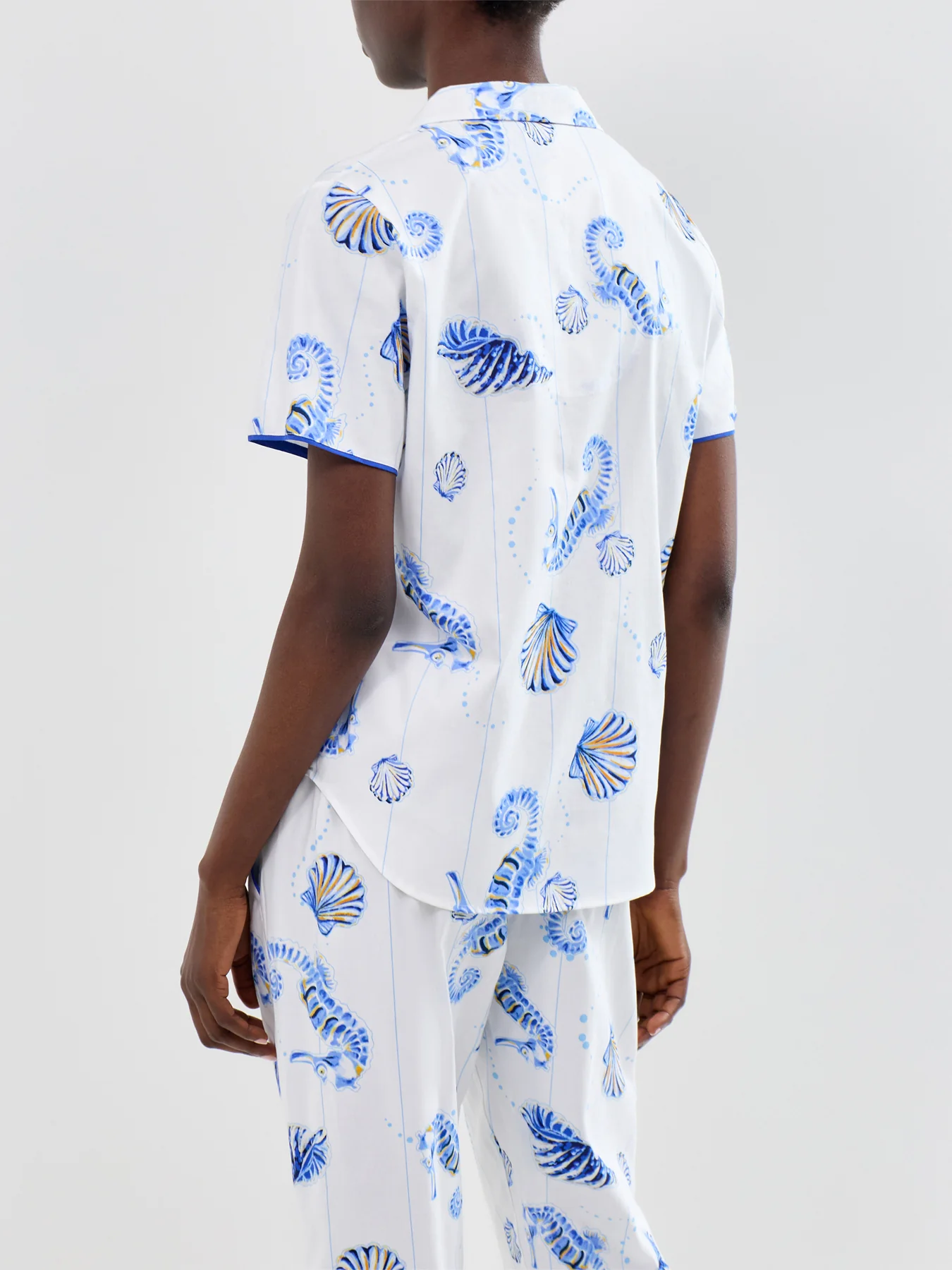 Sea Horse Stripe Pyjama Top Blue - Image 3