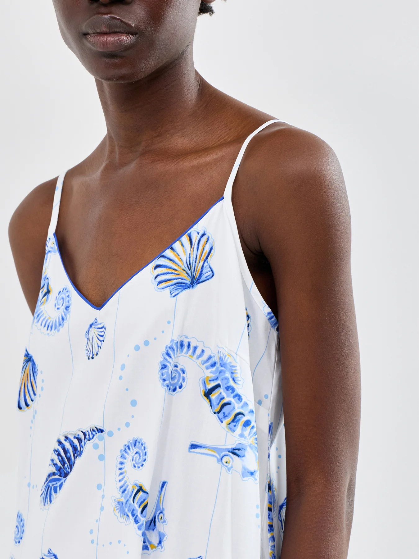 Sea Horse Stripe Short Nightdress Blue - Image 4