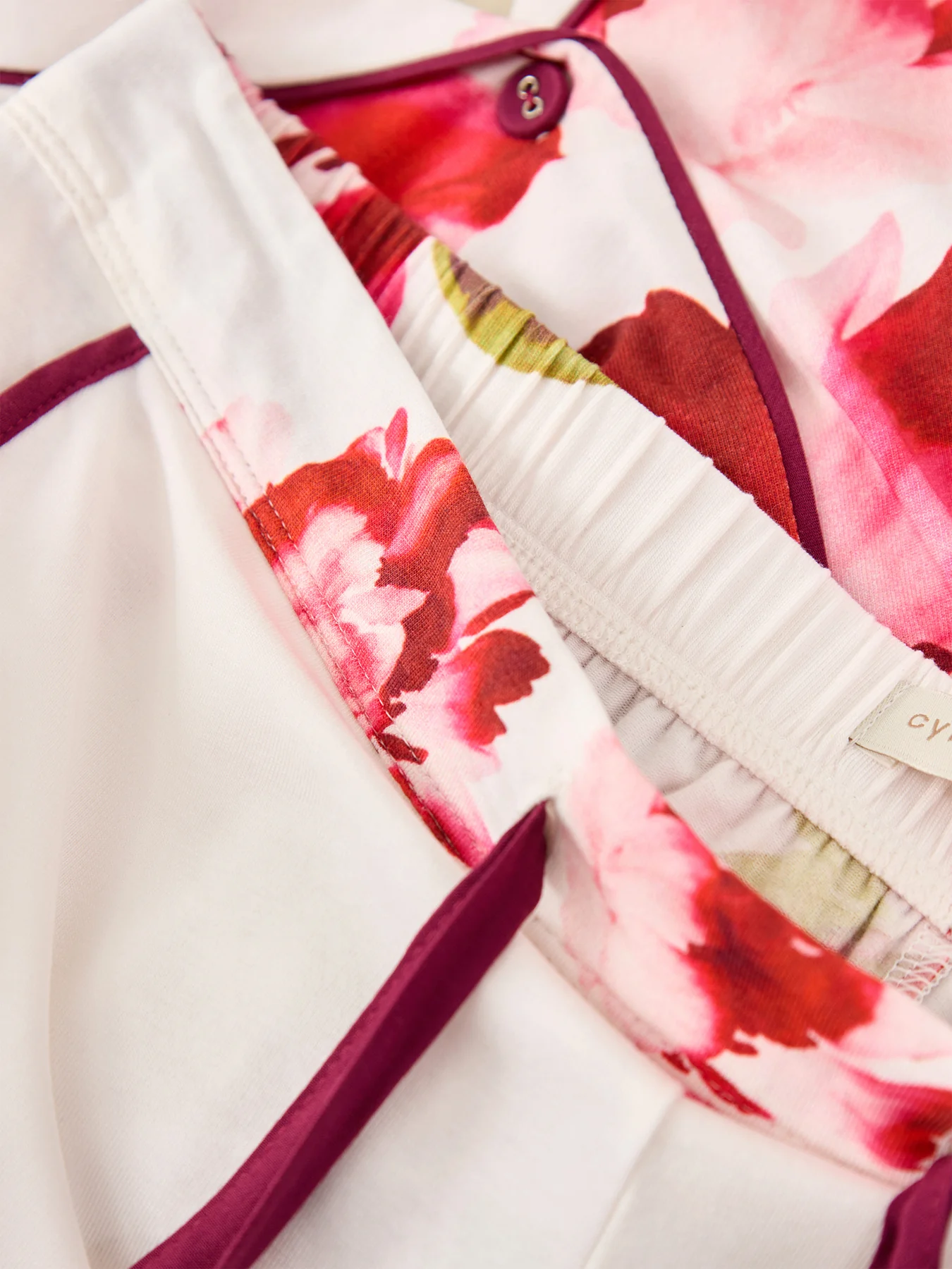 Floral Jersey Pyjama Trousers Oxblood - Image 4