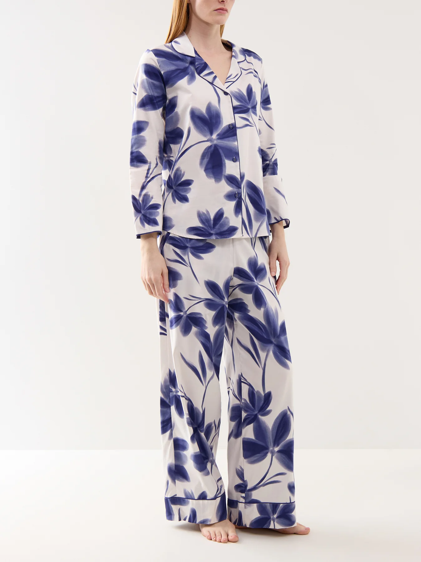 Navy Floral Print Wide Leg Pyjama Bottoms - Image 2
