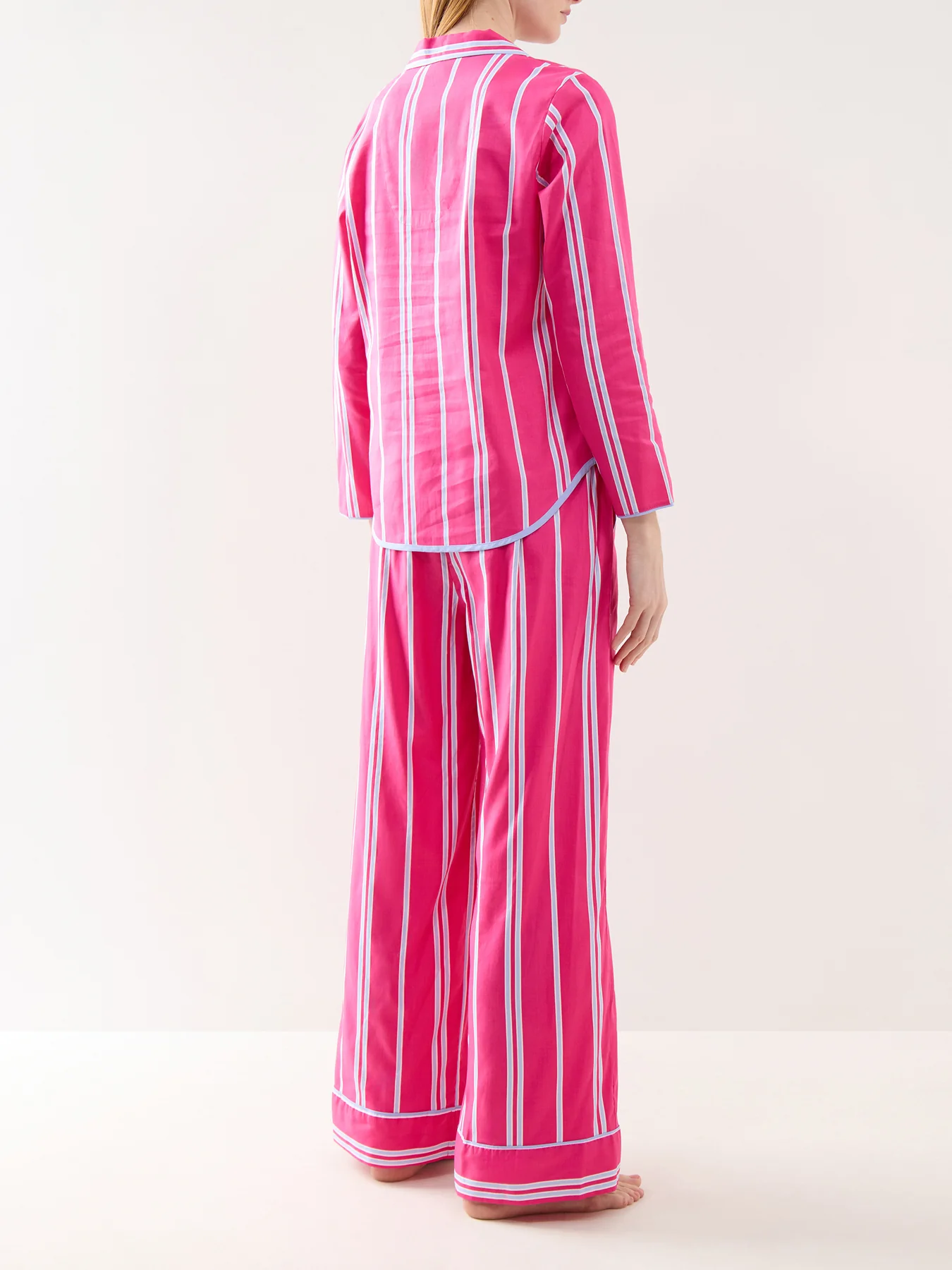 Pink Printed Stripe Wide Leg Pyjama Bottoms - Image 3