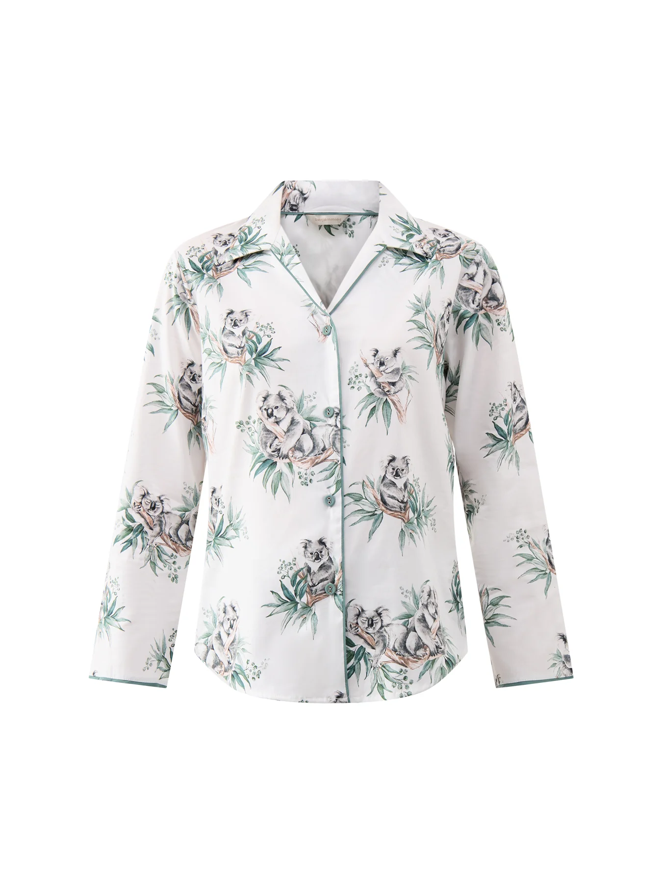 Sea Foam Green Koala Print Pyjama Top