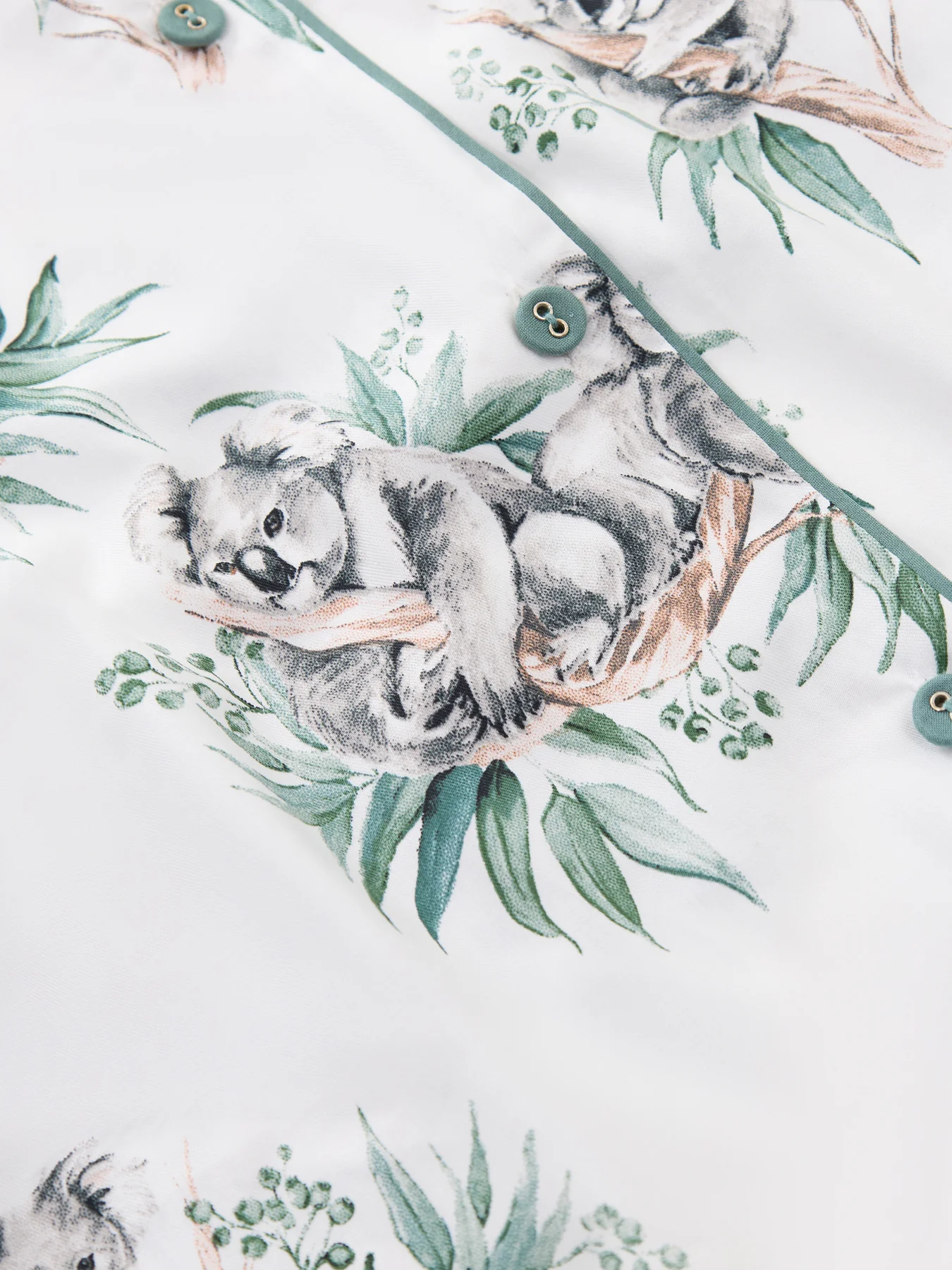 Sea Foam Green Koala Print Pyjama Top - Image 4