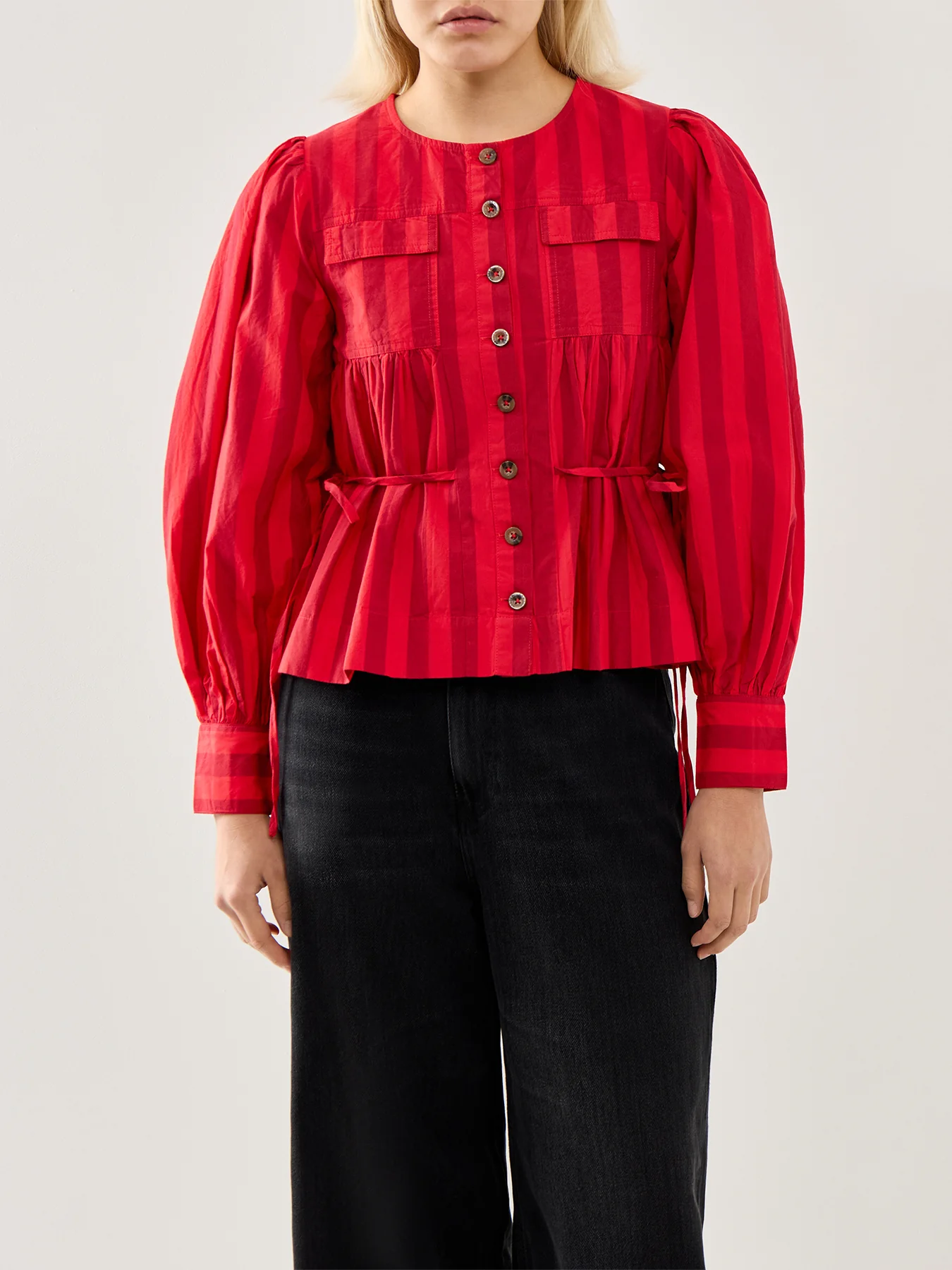 Charlize Blouse Red Burg Stripe - Image 4