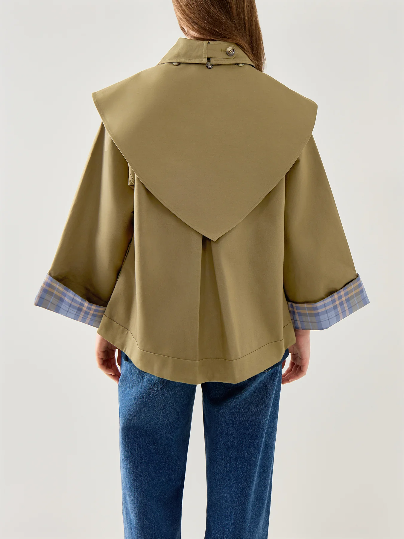 Jerry Crop Trench Coat Olive Organic Cotton - Image 5