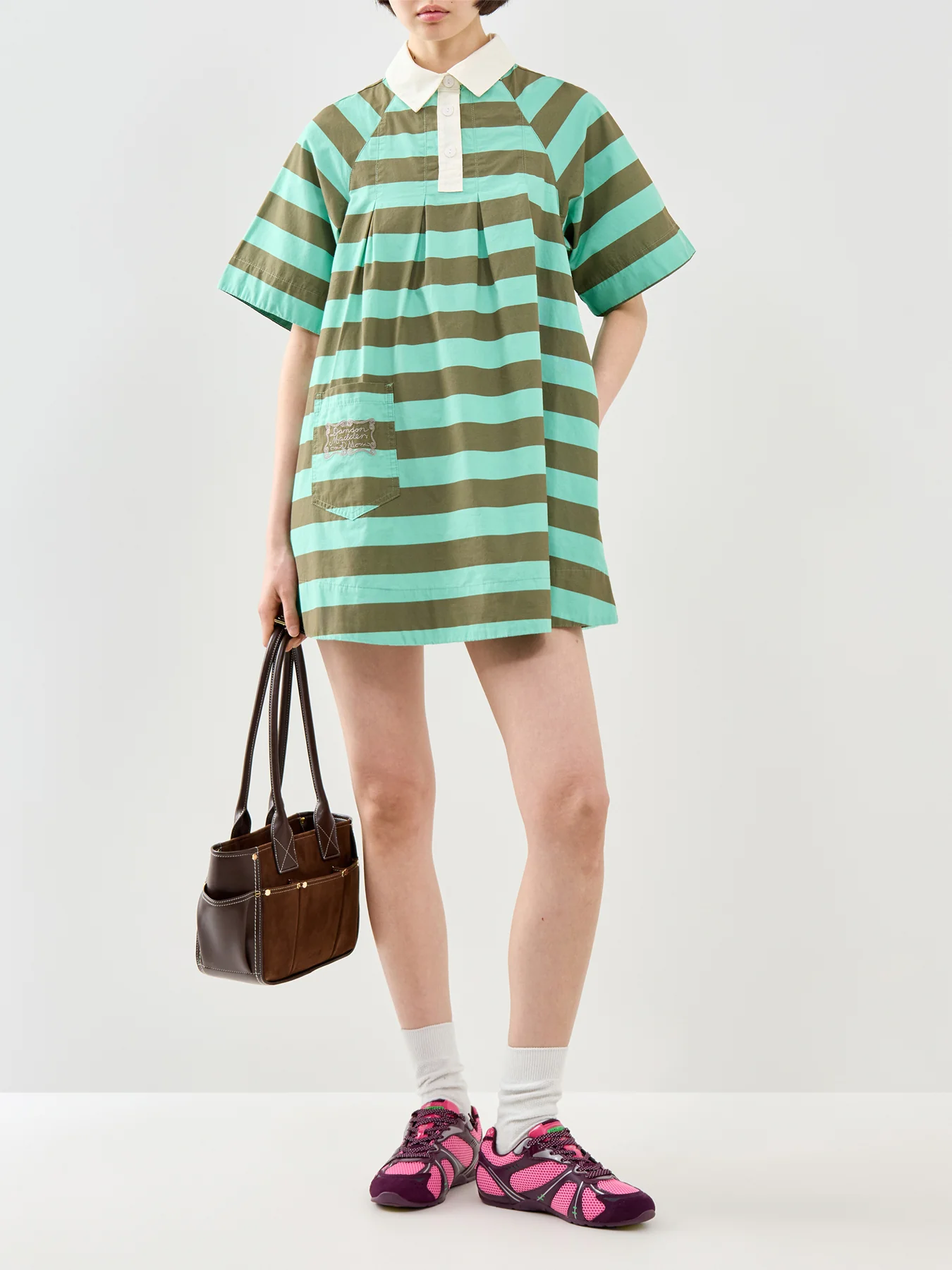 Maggie Mini Polo Dress Green - Image 2