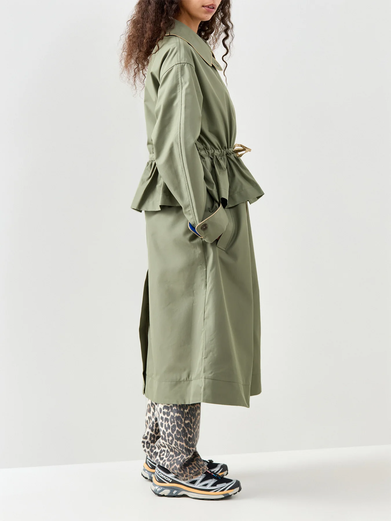 Myrtle Cotton Trench Coat Green - Image 4