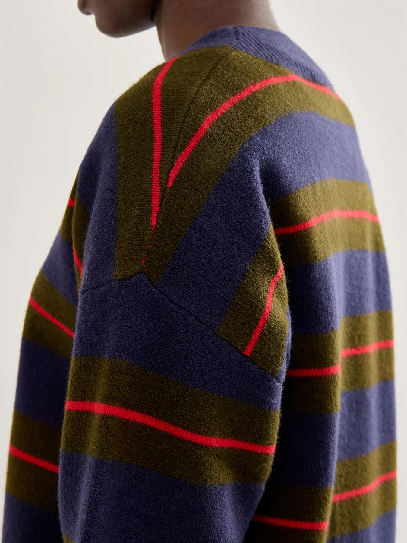 Odette V Neck Jumper Green Stripe - Image 3